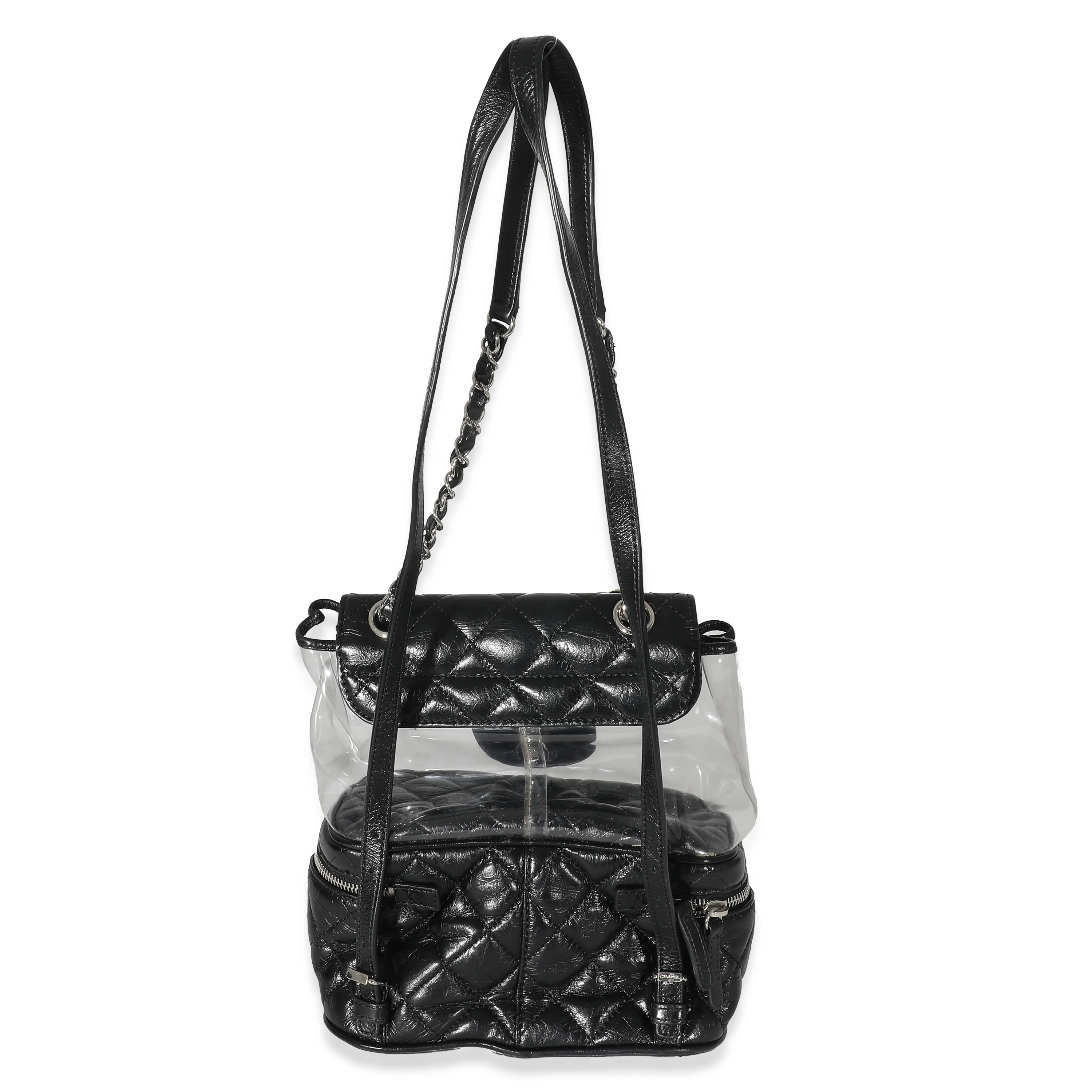 Chanel Black Crumpled Calfskin PVC Small Aquarium Backpack - Image 3