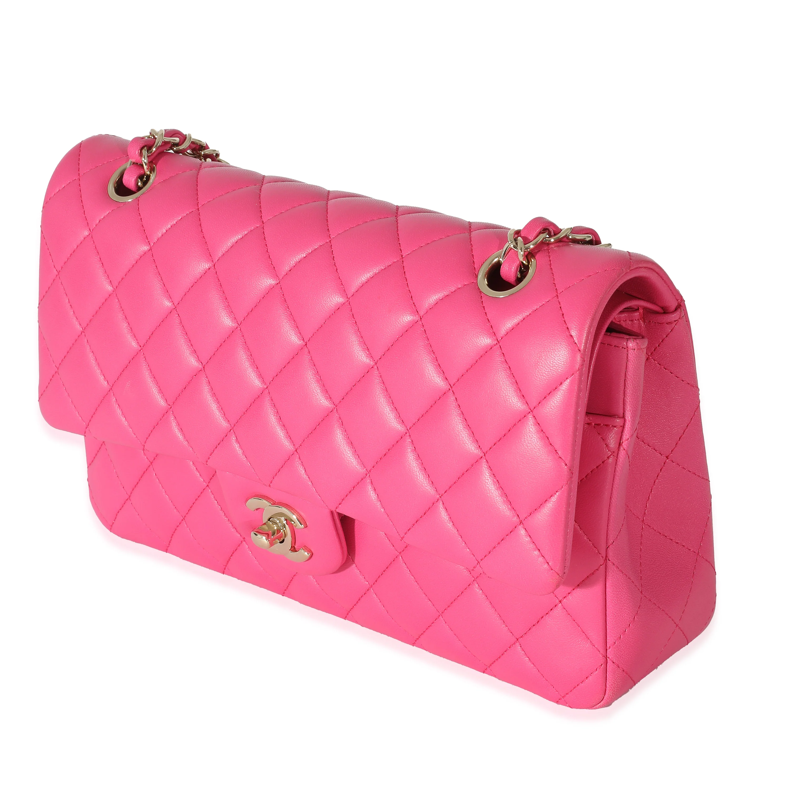 16C Pink Quilted Lambskin Medium Classic Double Flap Bag - Image 2