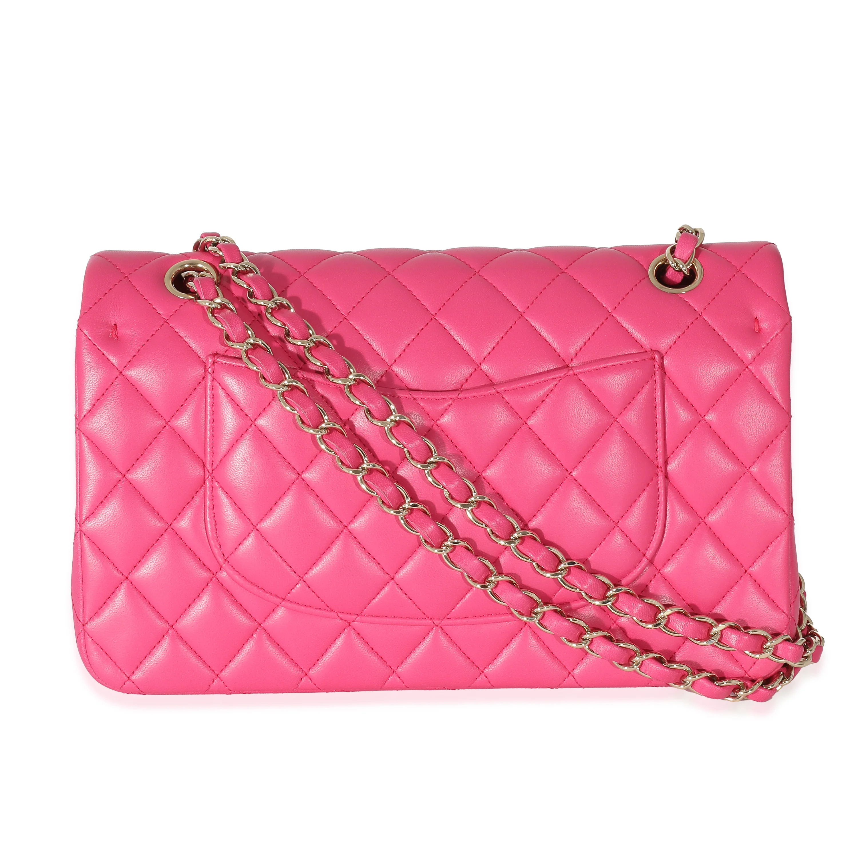 16C Pink Quilted Lambskin Medium Classic Double Flap Bag - Image 3