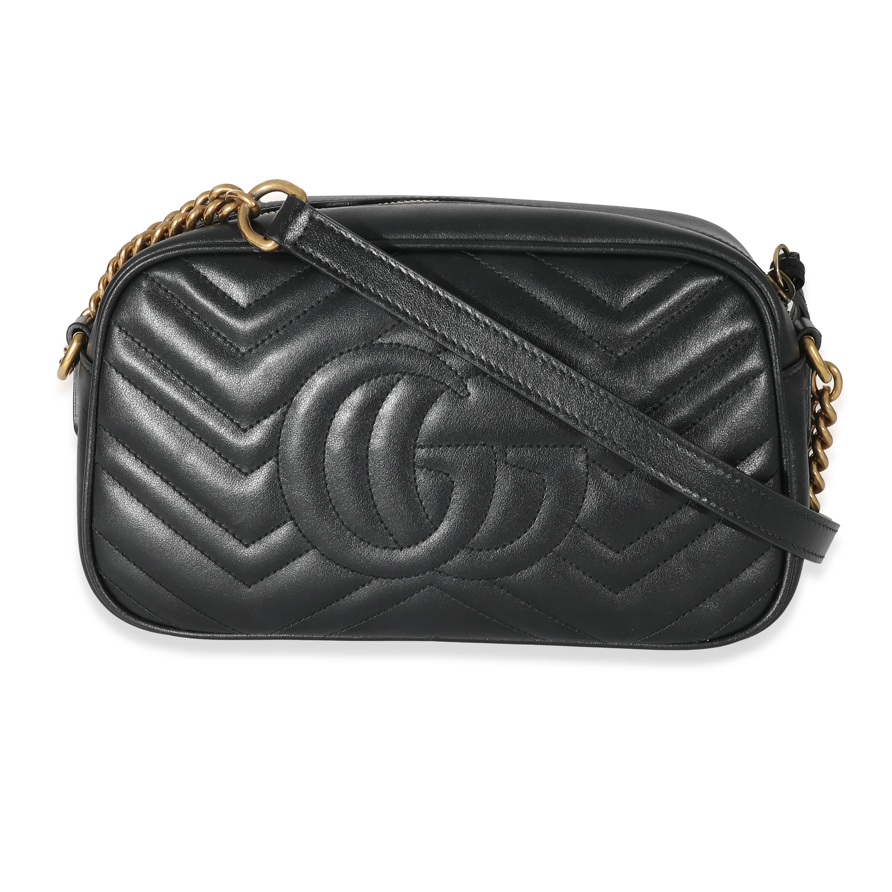Gucci Black Matelassé Leather Small GG Marmont Camera Bag - Image 3