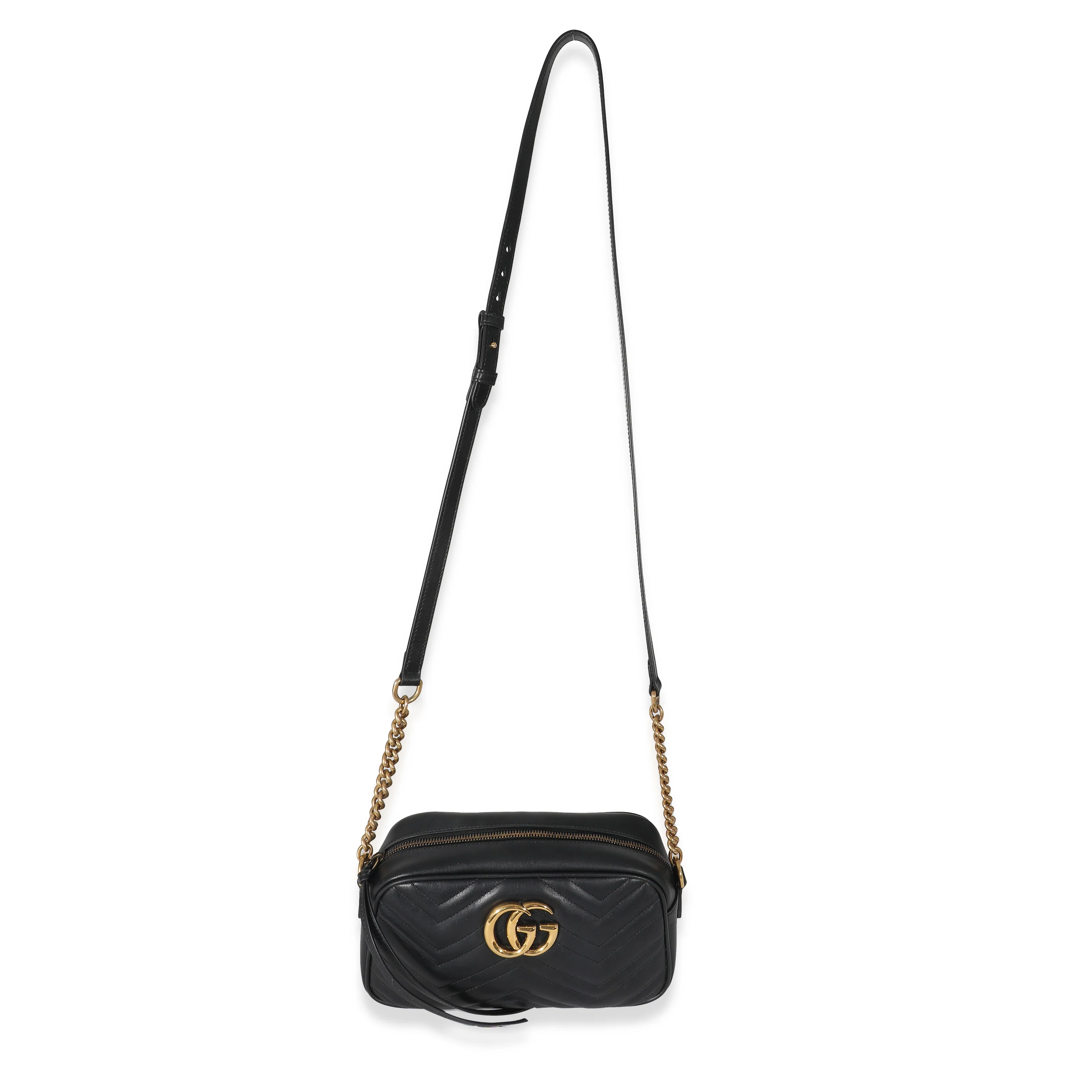 Gucci Black Matelassé Leather Small GG Marmont Camera Bag - Image 4