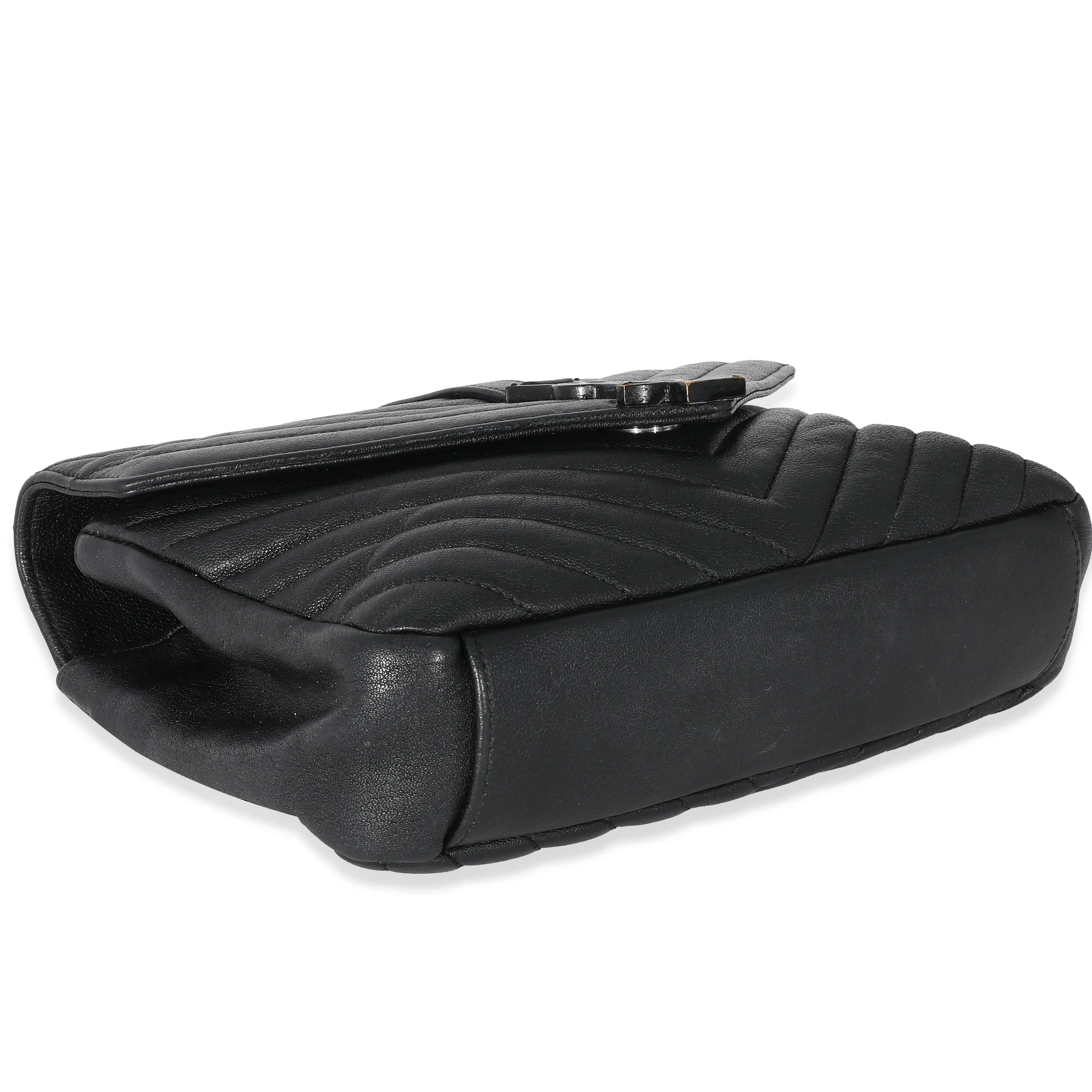 Saint Laurent Black Matelassé Sheepskin Monogram Small College Bag - Image 6