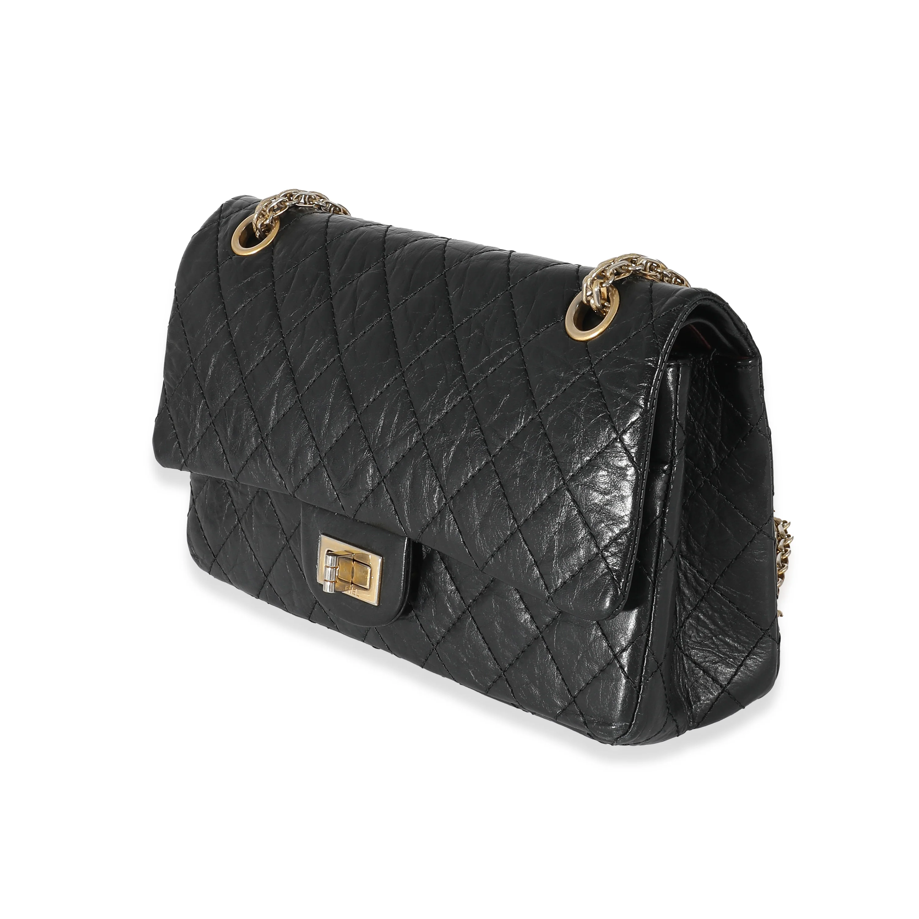Chanel Black Aged Calfskin Quilted 2.55 Reissue 225 Flap Bag - Image 2