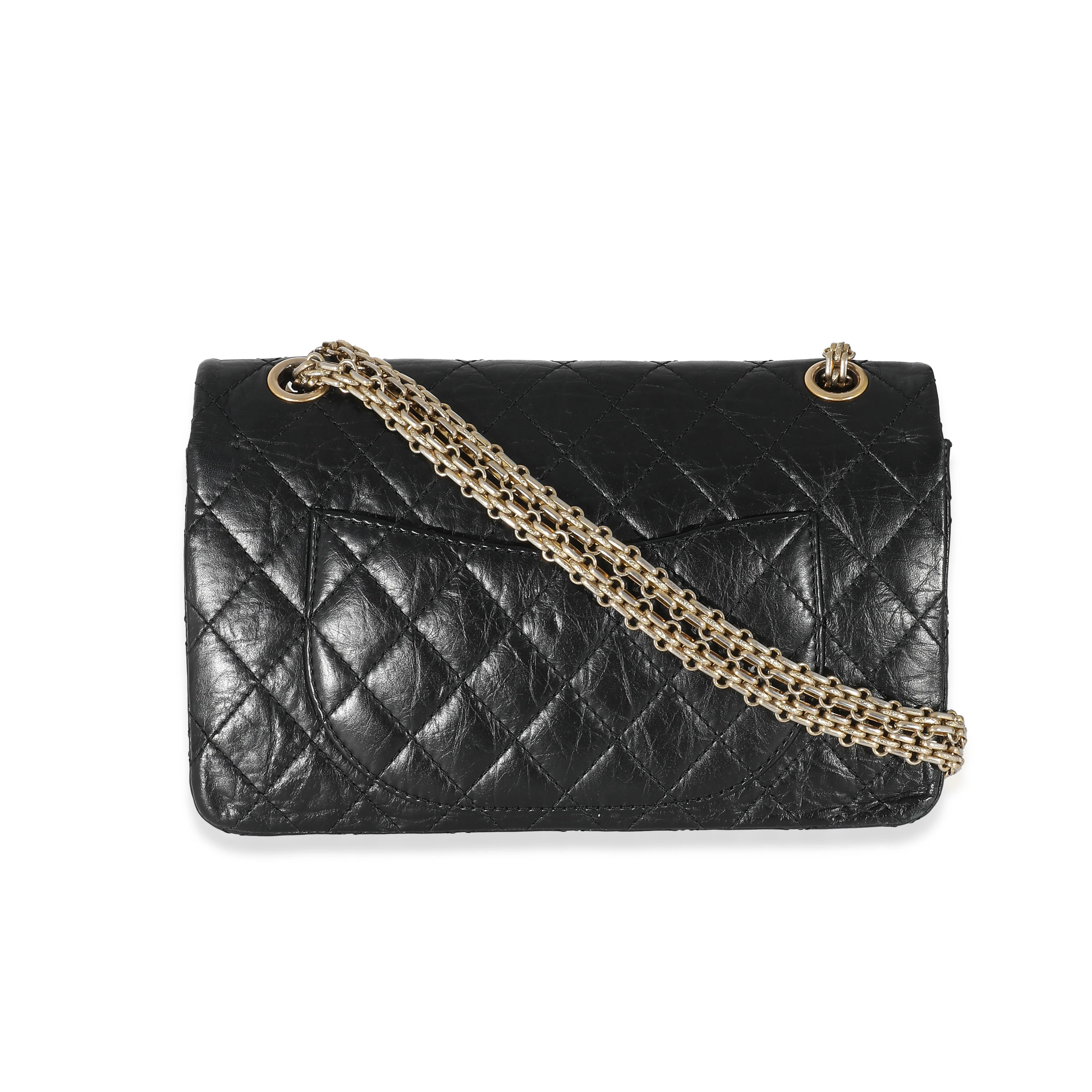 Chanel Black Aged Calfskin Quilted 2.55 Reissue 225 Flap Bag - Image 3