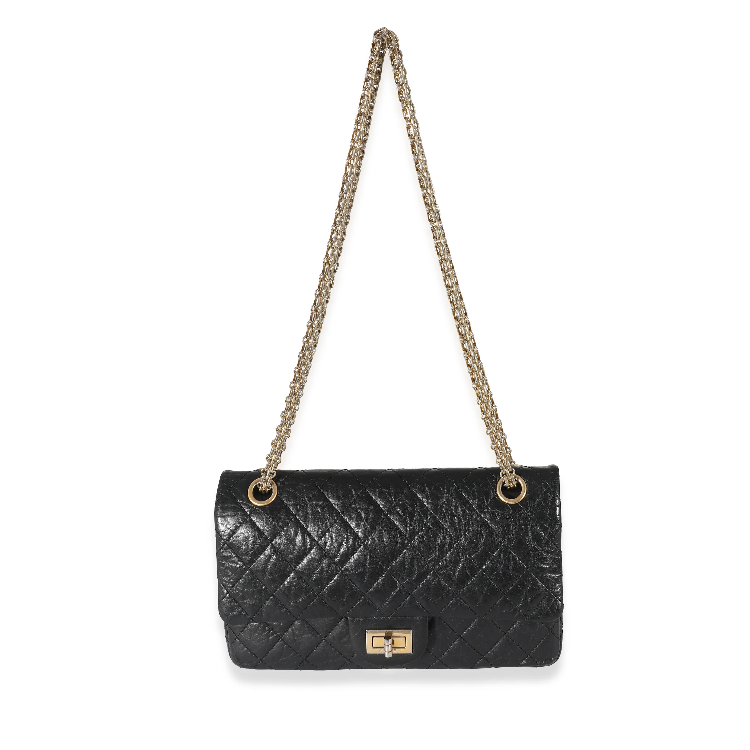 Chanel Black Aged Calfskin Quilted 2.55 Reissue 225 Flap Bag - Image 4