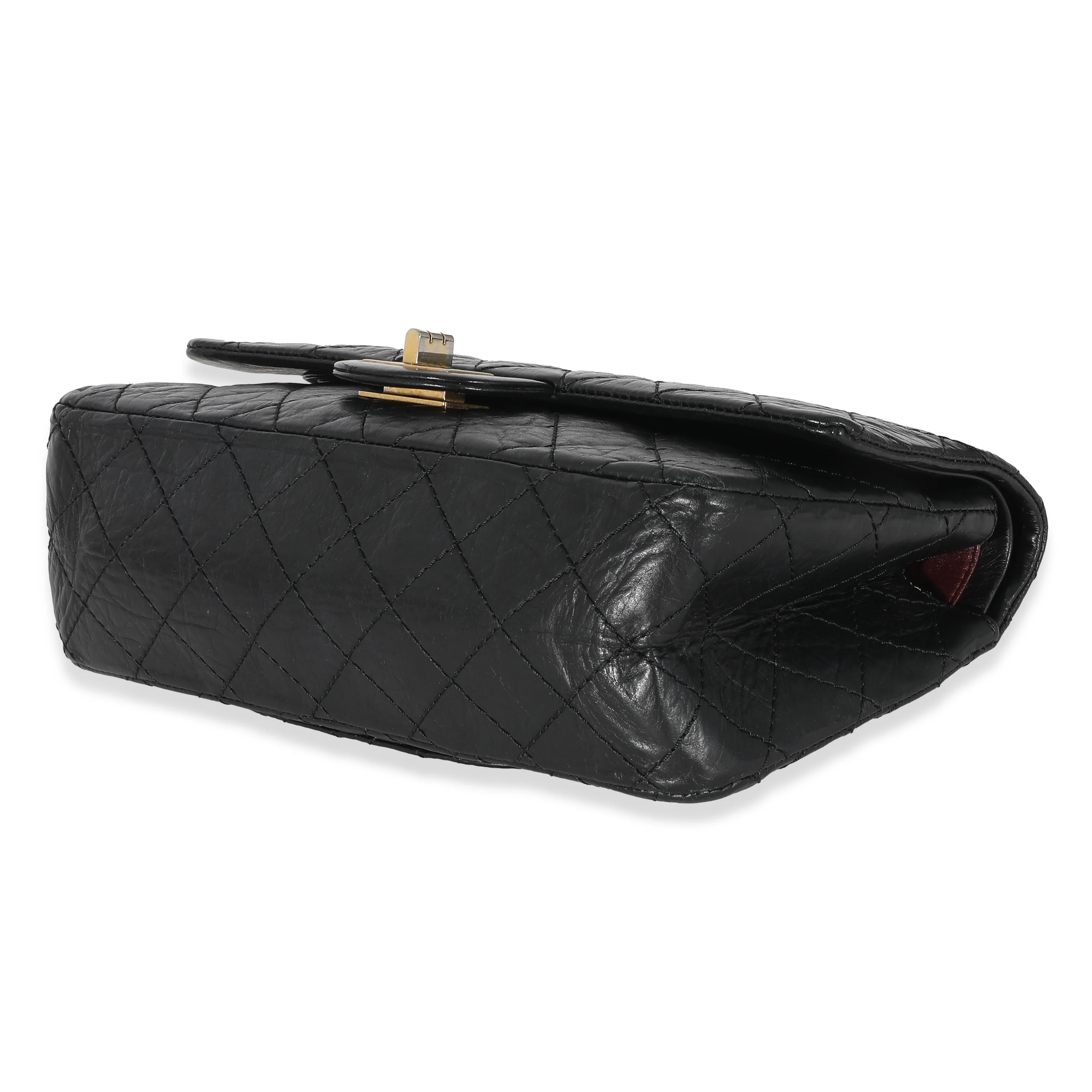Chanel Black Aged Calfskin Quilted 2.55 Reissue 225 Flap Bag - Image 7