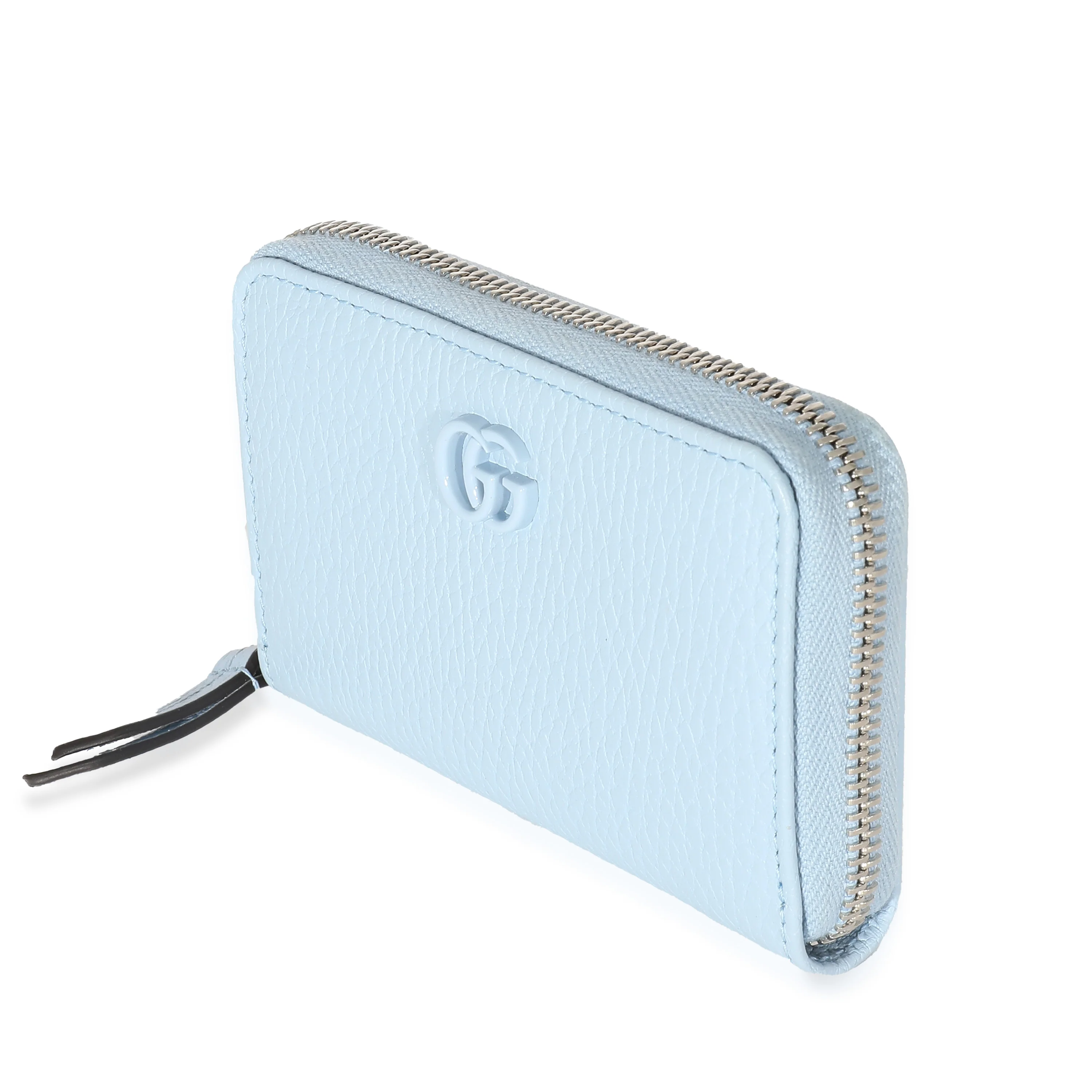 Gucci Blue Calfskin Monochrome Dollar GG Marmont Zip Around Card Holder - Image 2