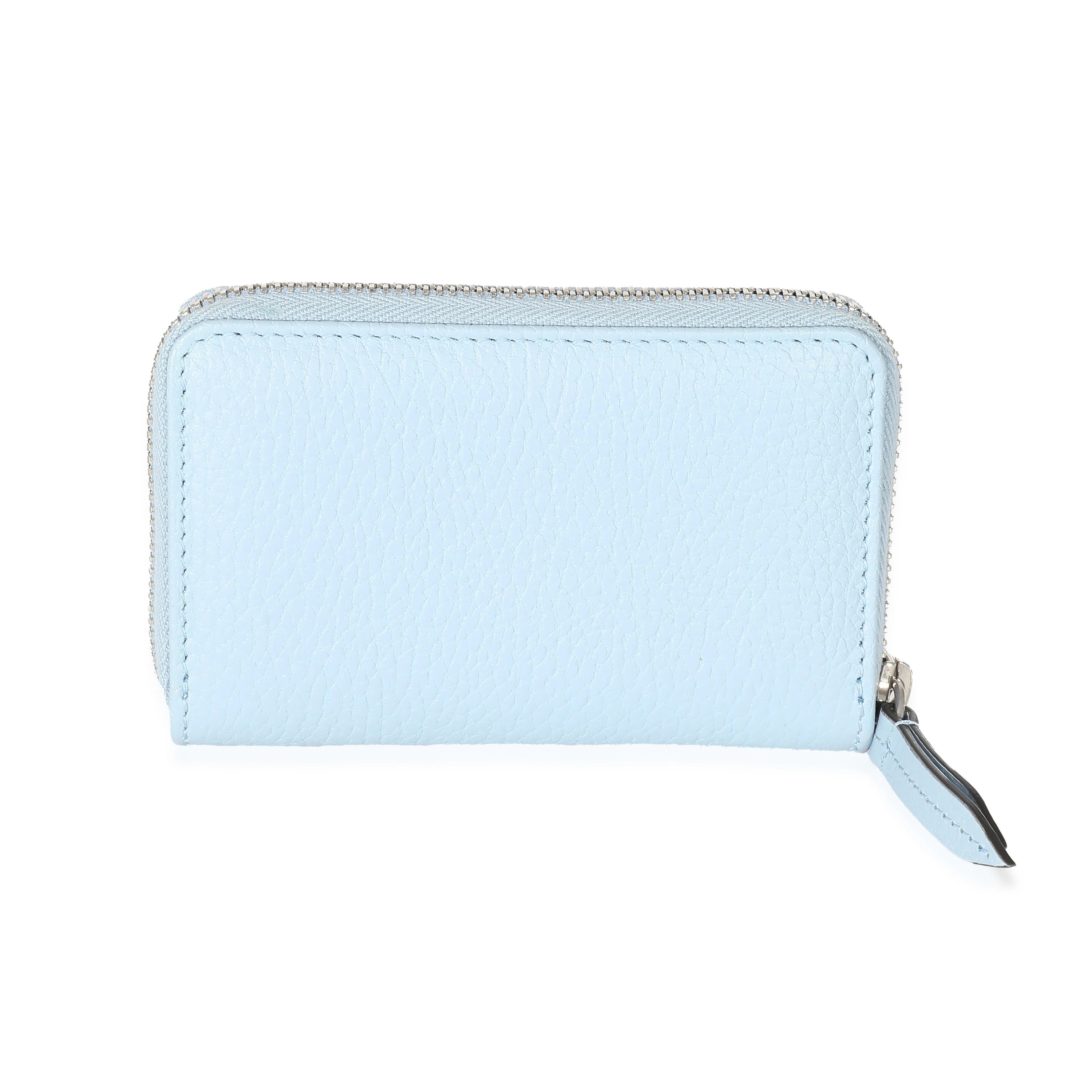 Gucci Blue Calfskin Monochrome Dollar GG Marmont Zip Around Card Holder - Image 3