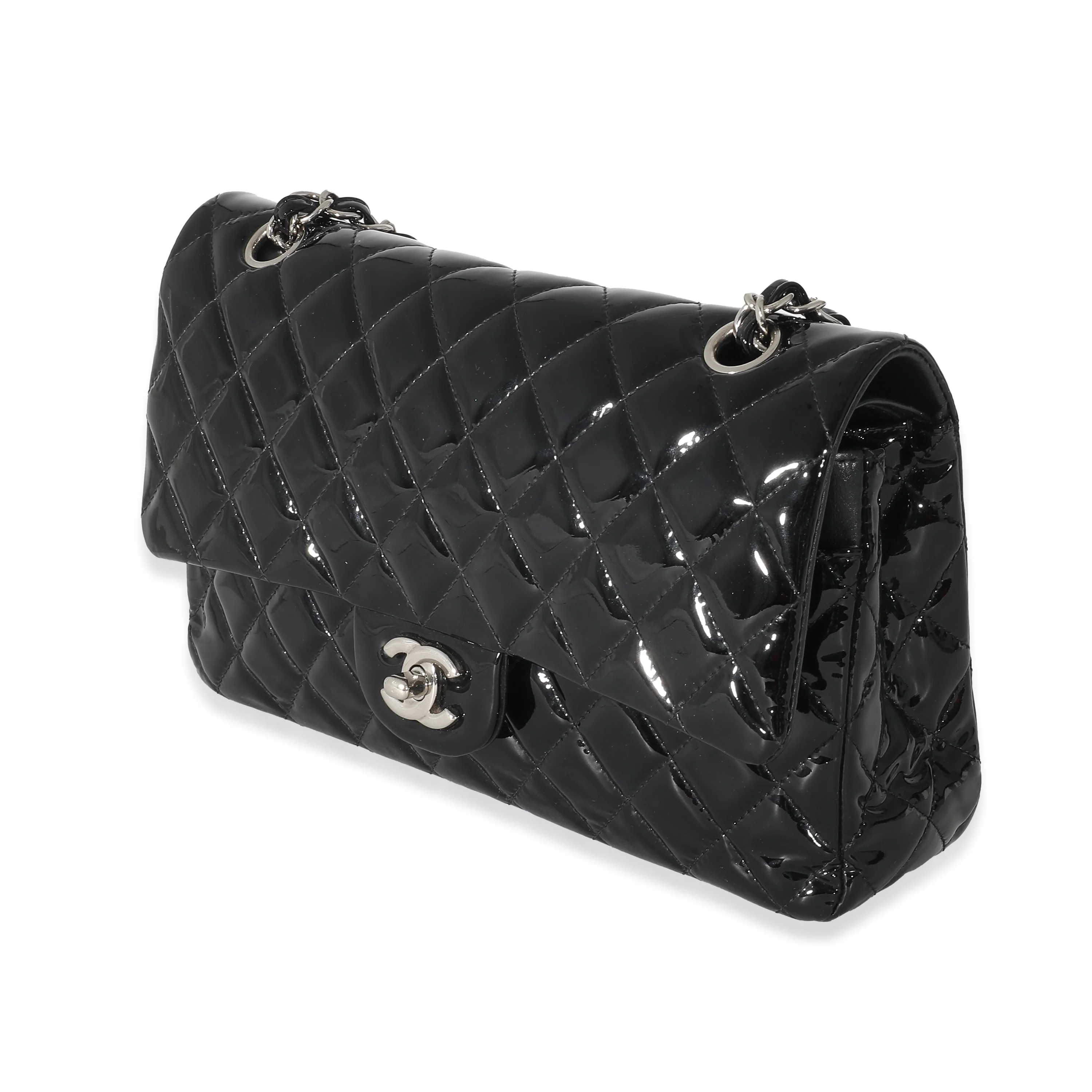 Chanel Black Patent Medium Classic Double Flap Bag - Image 2