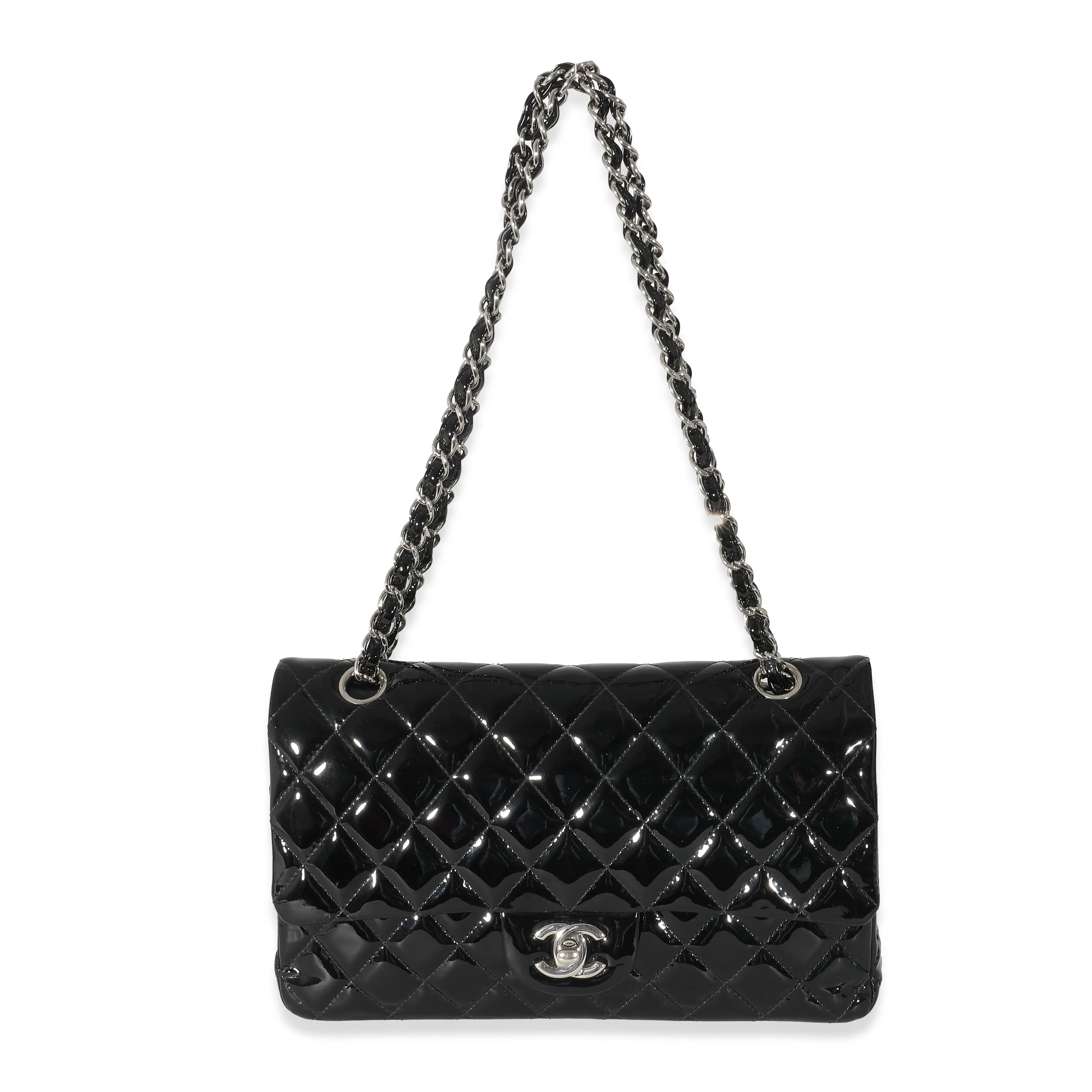 Chanel Black Patent Medium Classic Double Flap Bag - Image 4