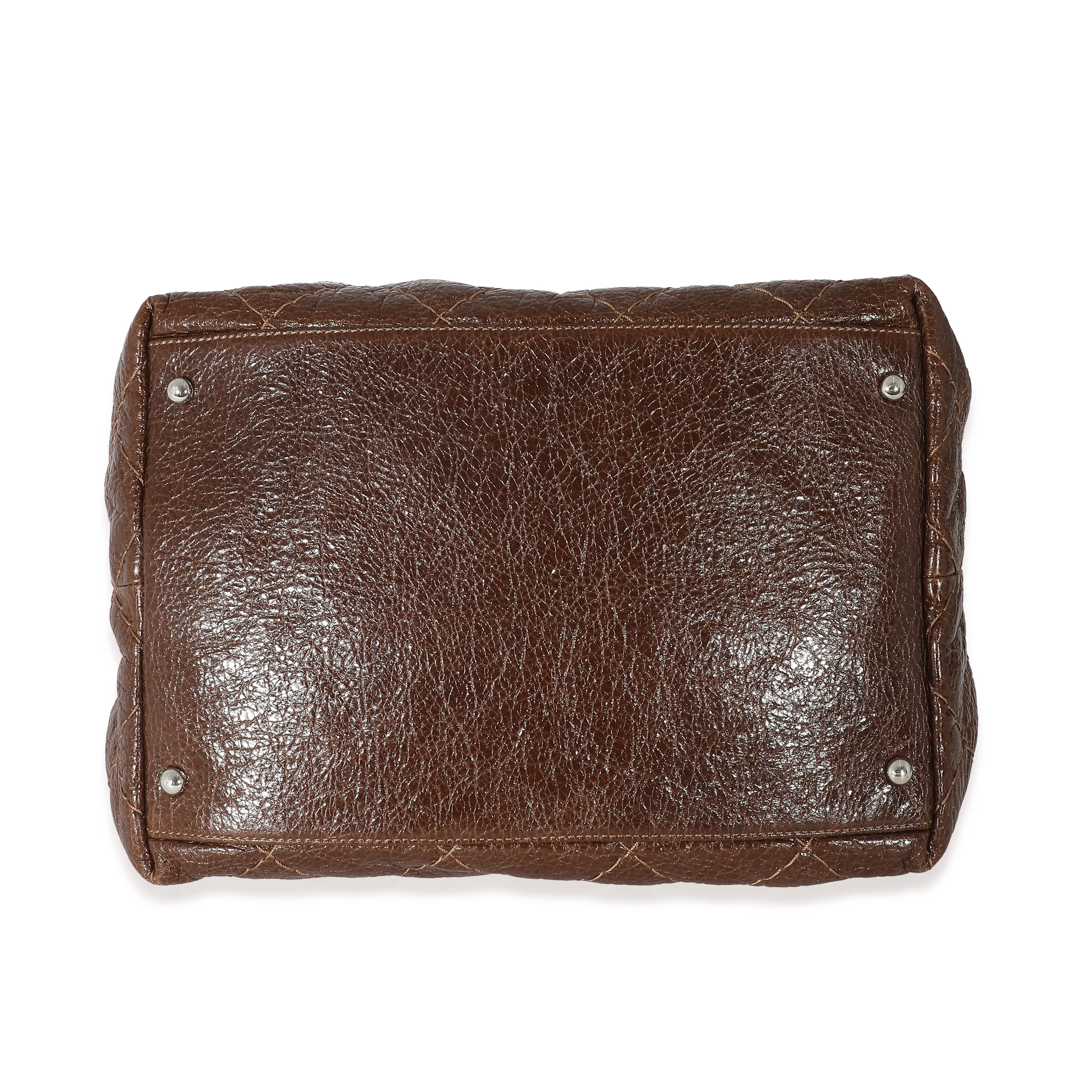 Chanel Brown Glazed Calfskin On The Road Drawstring Bucket Bag - Image 4