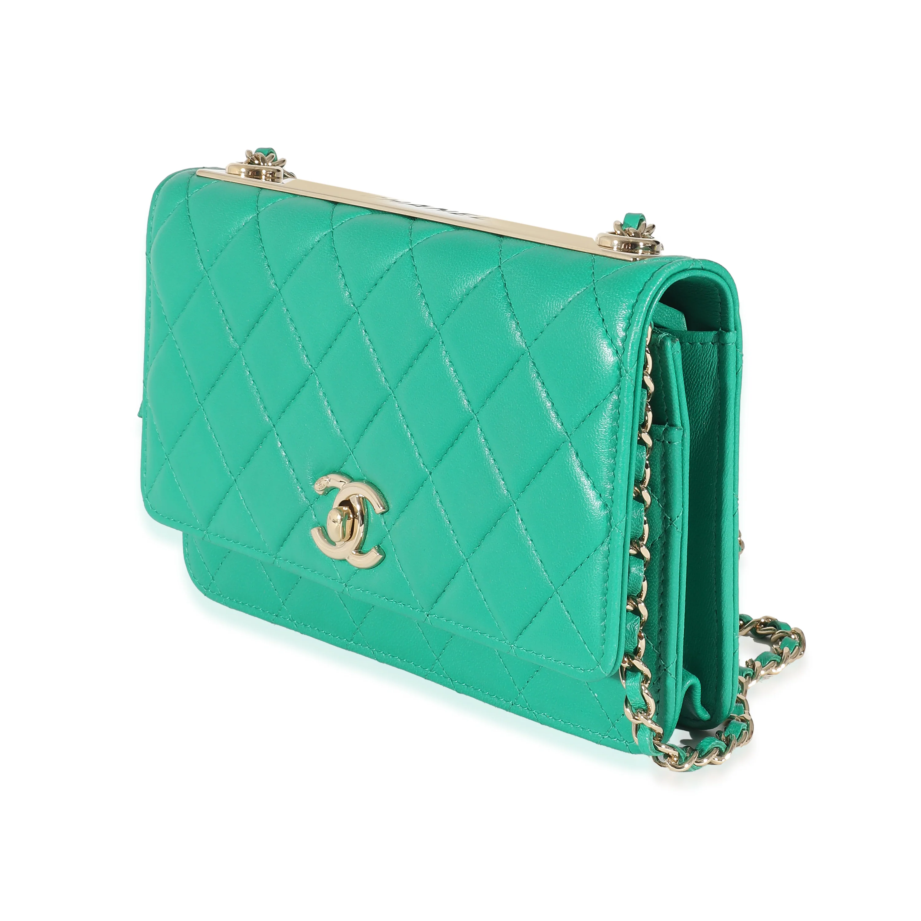 Chanel Green Quilted Lambskin Trendy Wallet On Chain - Image 2