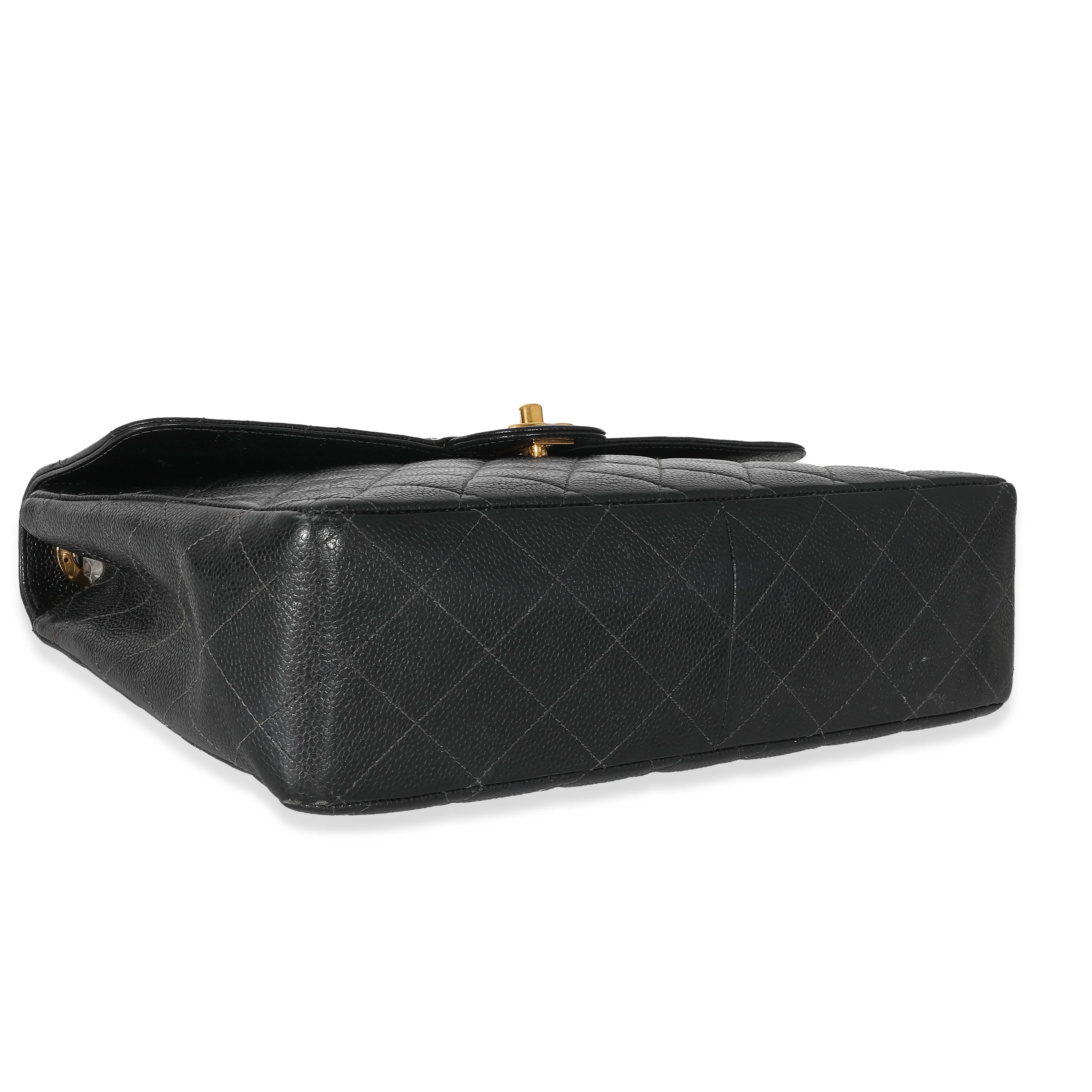 Chanel Vintage Black Quilted Caviar Jumbo Single Flap Bag - Image 6