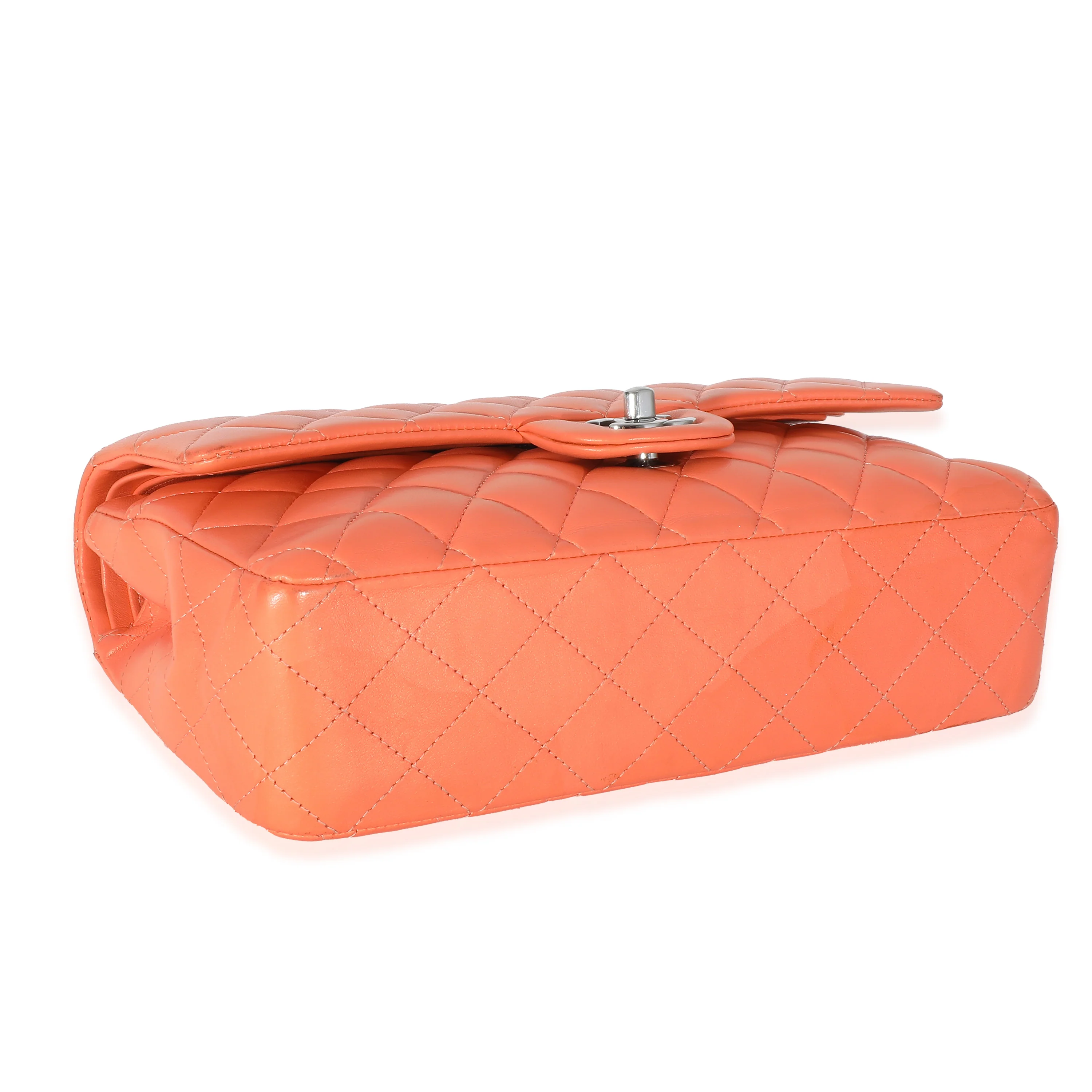 Orange Quilted Lambskin Medium Classic Double Flap Bag - Image 6