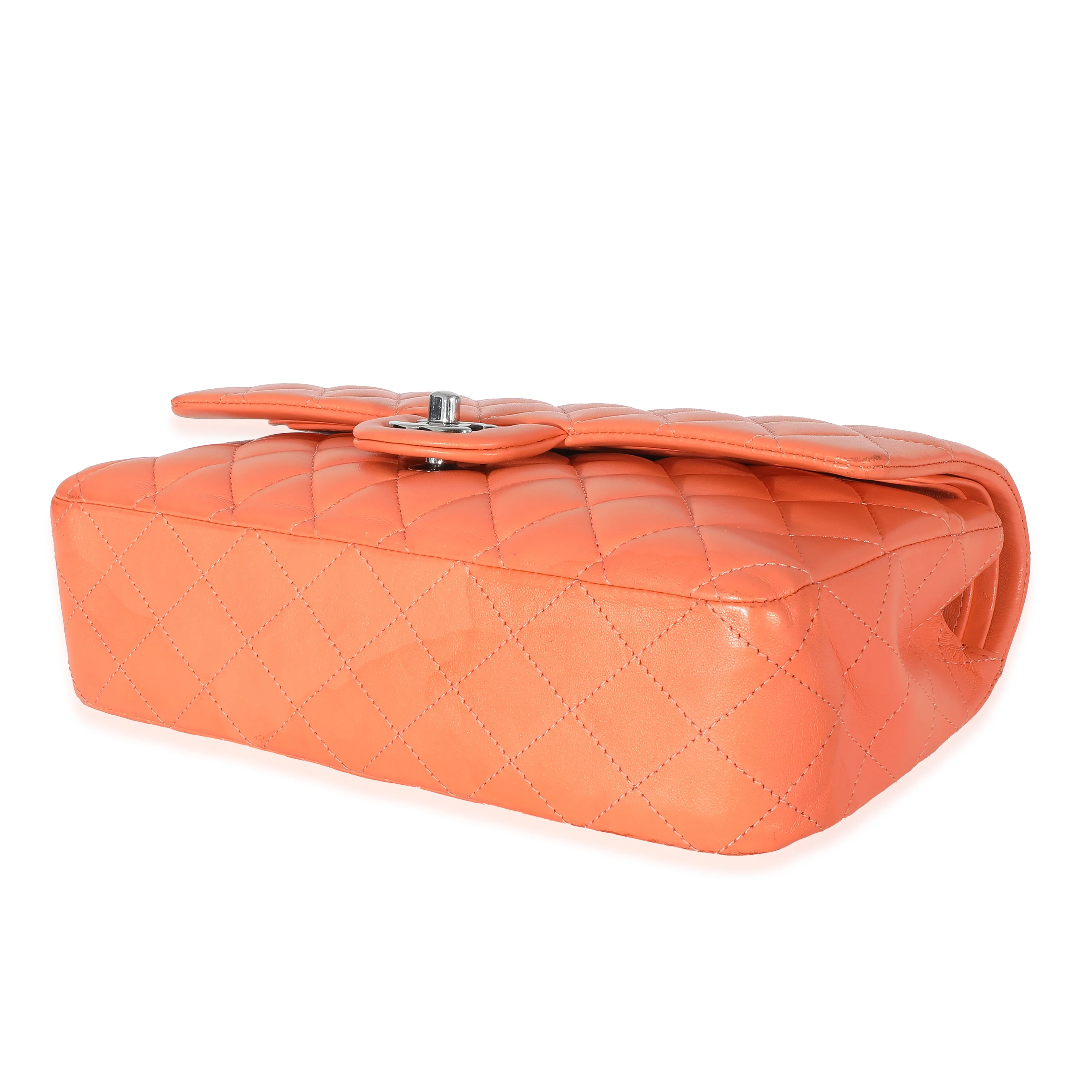 Orange Quilted Lambskin Medium Classic Double Flap Bag - Image 7