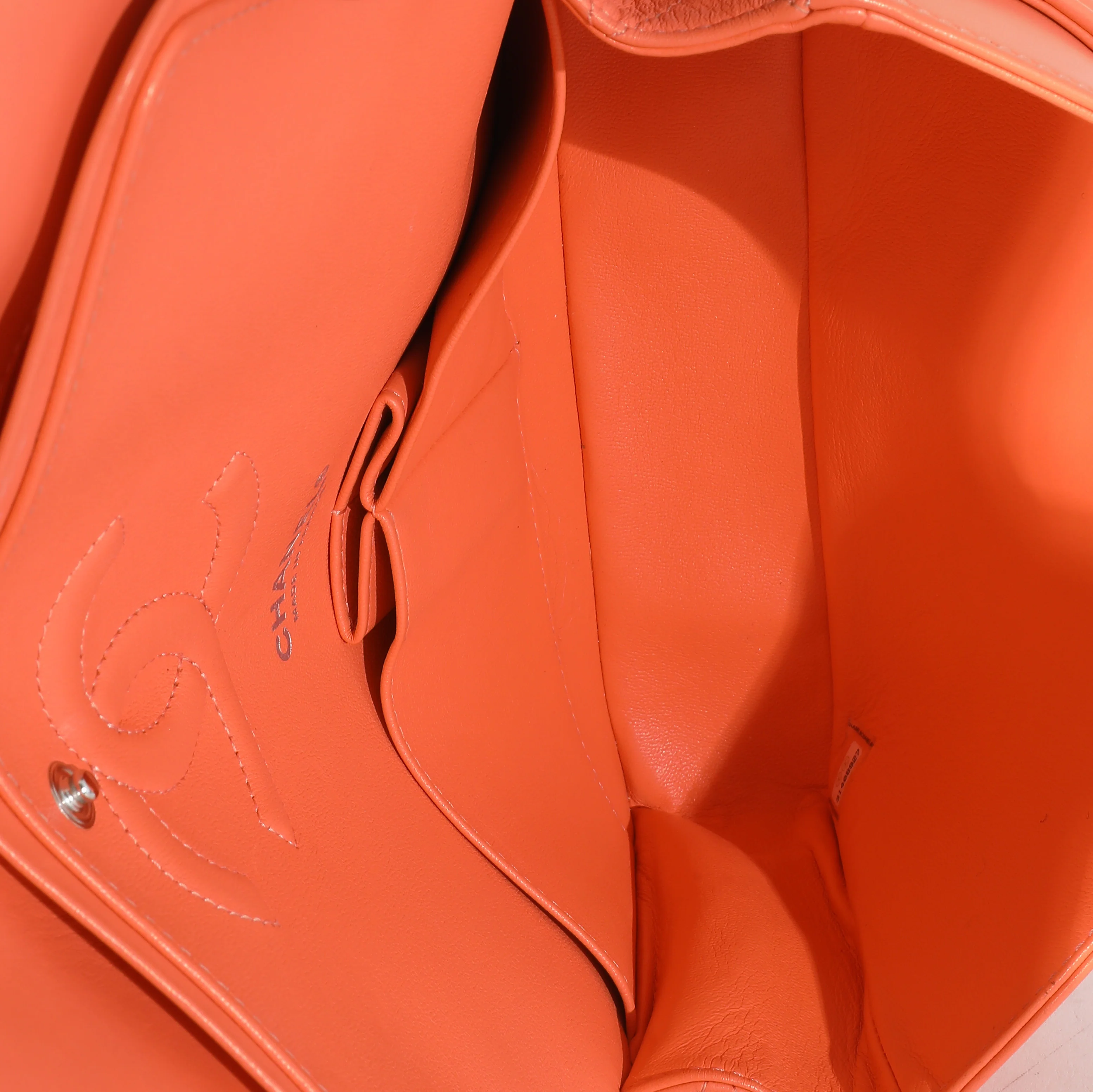 Orange Quilted Lambskin Medium Classic Double Flap Bag - Image 8