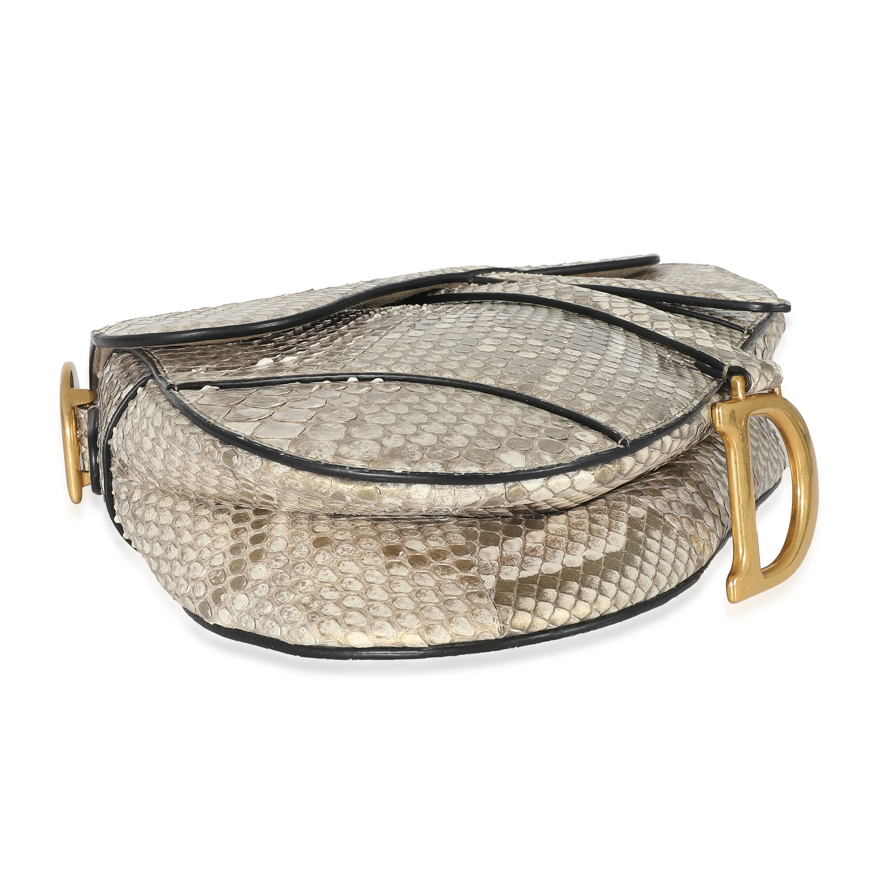 Christian Dior Gold Metallic Python Saddle Bag - Image 5