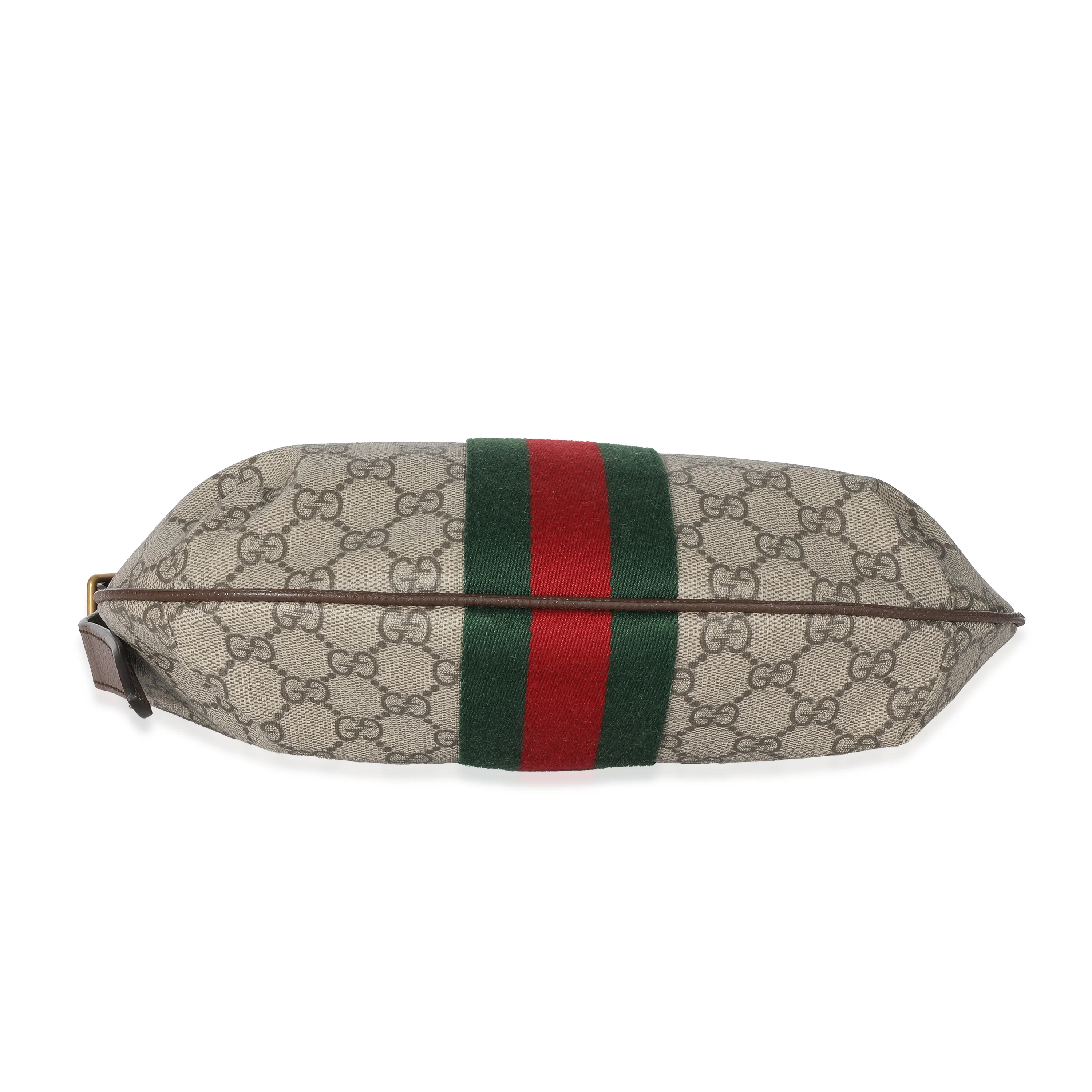 Gucci Beige GG Supreme Web Ophidia Small Half Moon Hobo - Image 5