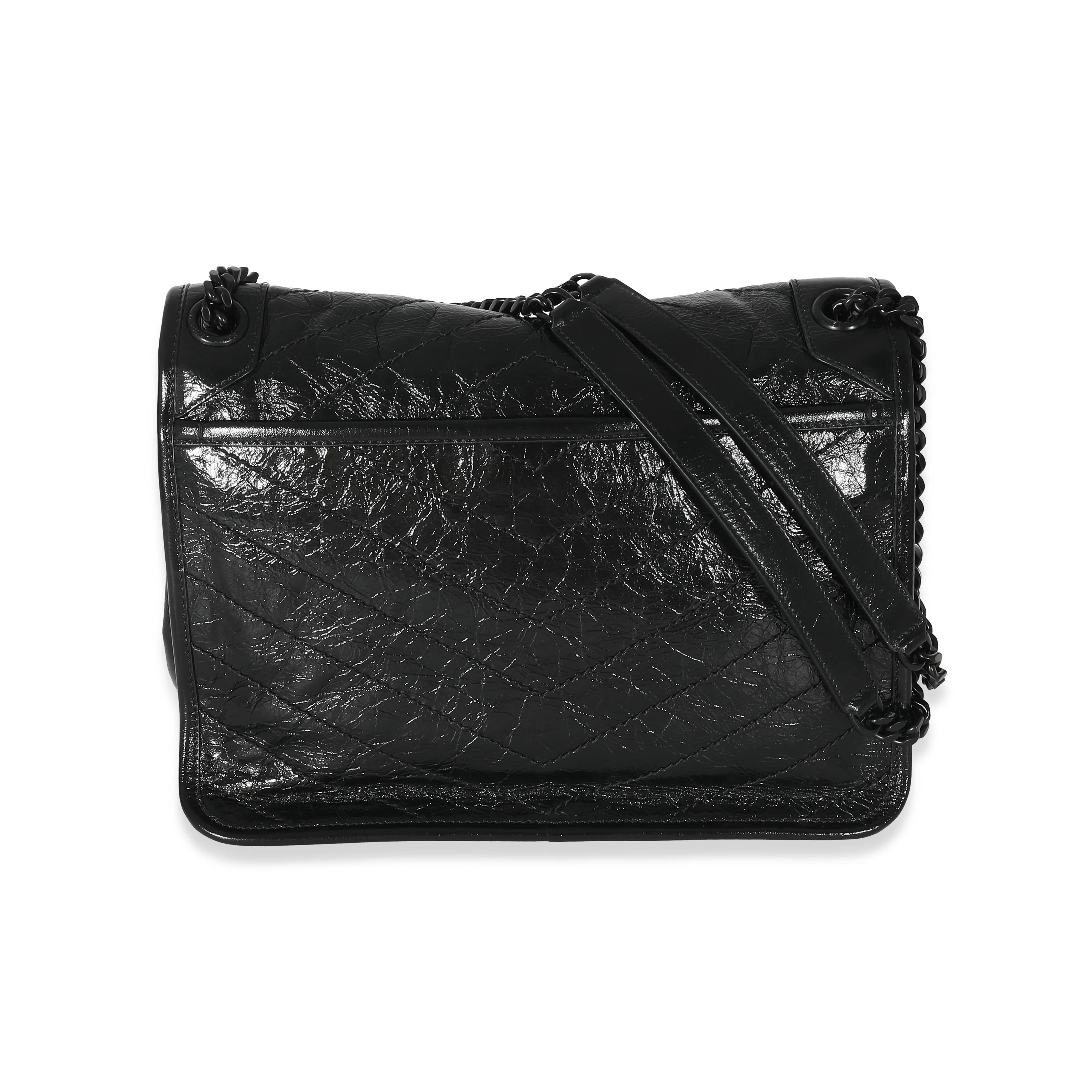 Saint Laurent Black Crinkled Calfskin Medium Niki Chain Bag - Image 3