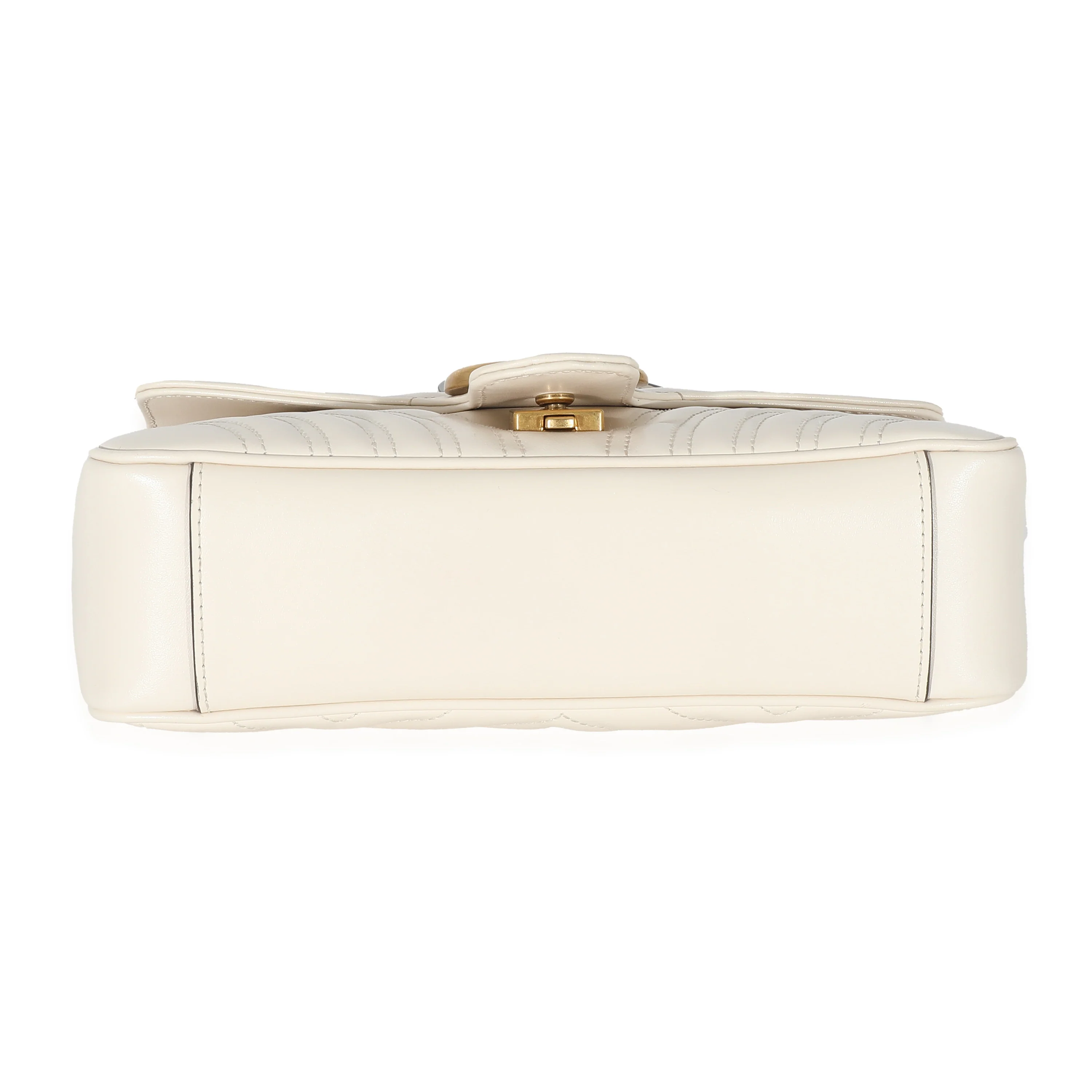 Gucci White Calfskin Matelassé GG Small Marmont Shoulder Bag - Image 5