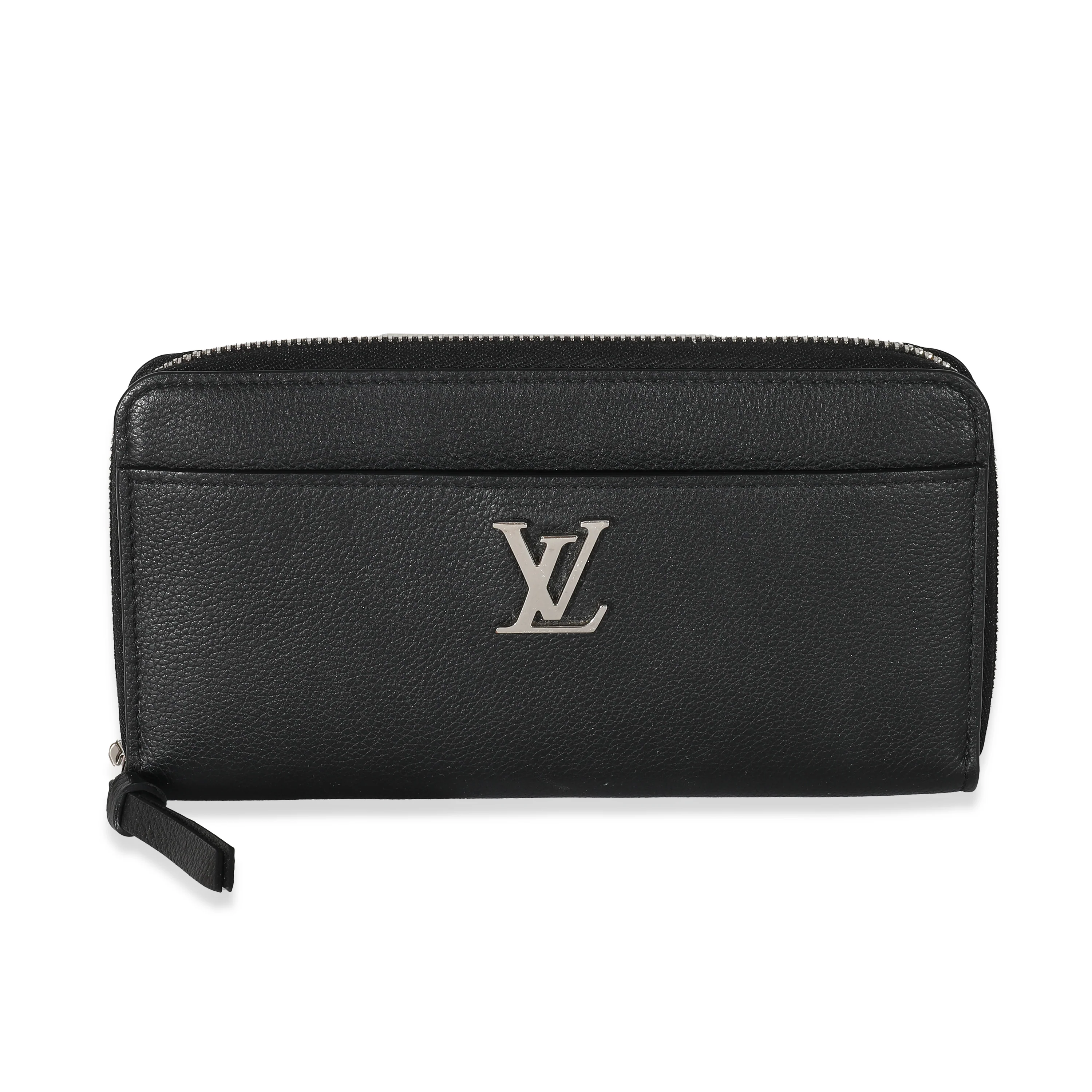 Louis Vuitton Black Supple Calf Leather Lockme Zippy Wallet