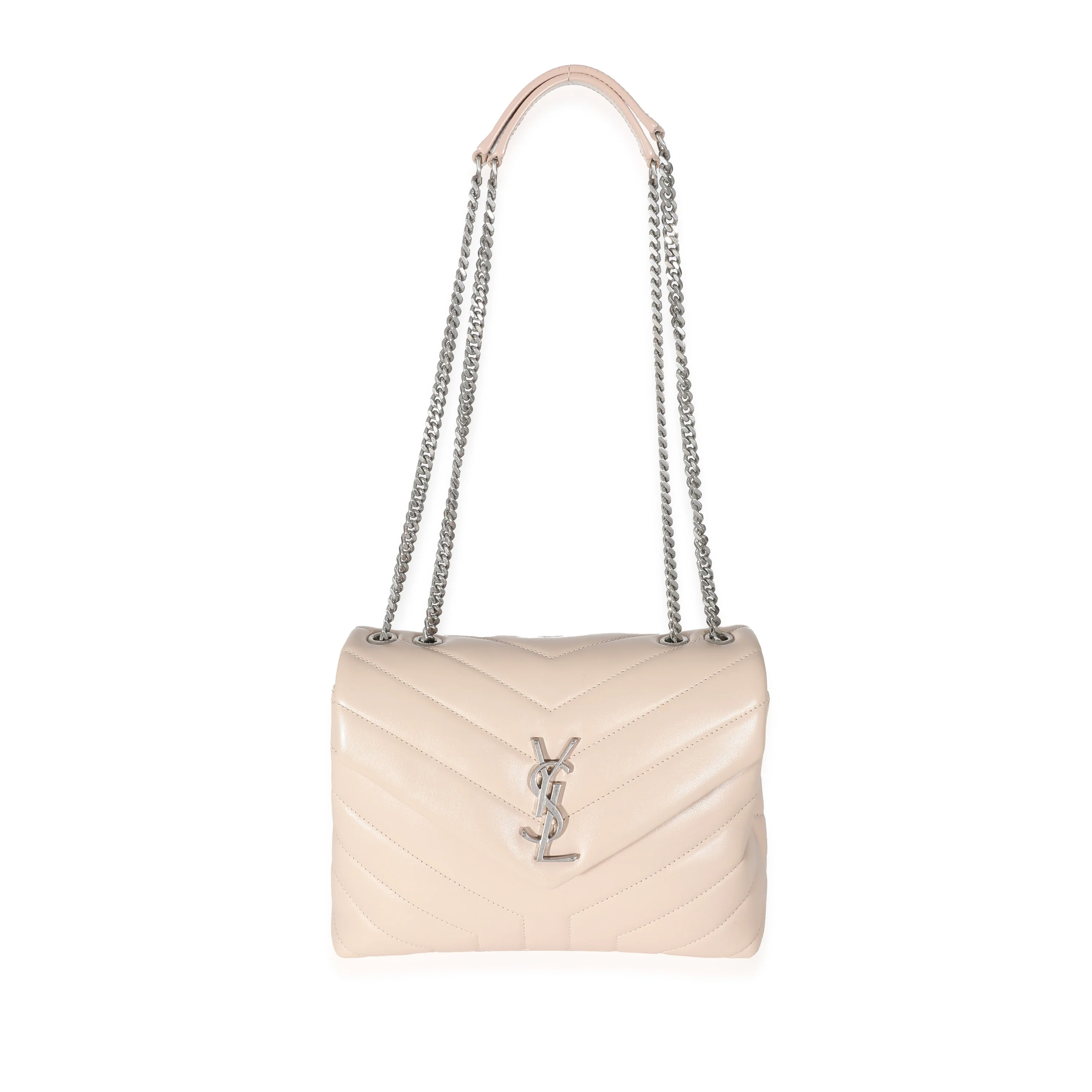 Saint Laurent Pale Pink Quilted Calfskin Y Quilted Monogram Small Loulou - Image 4