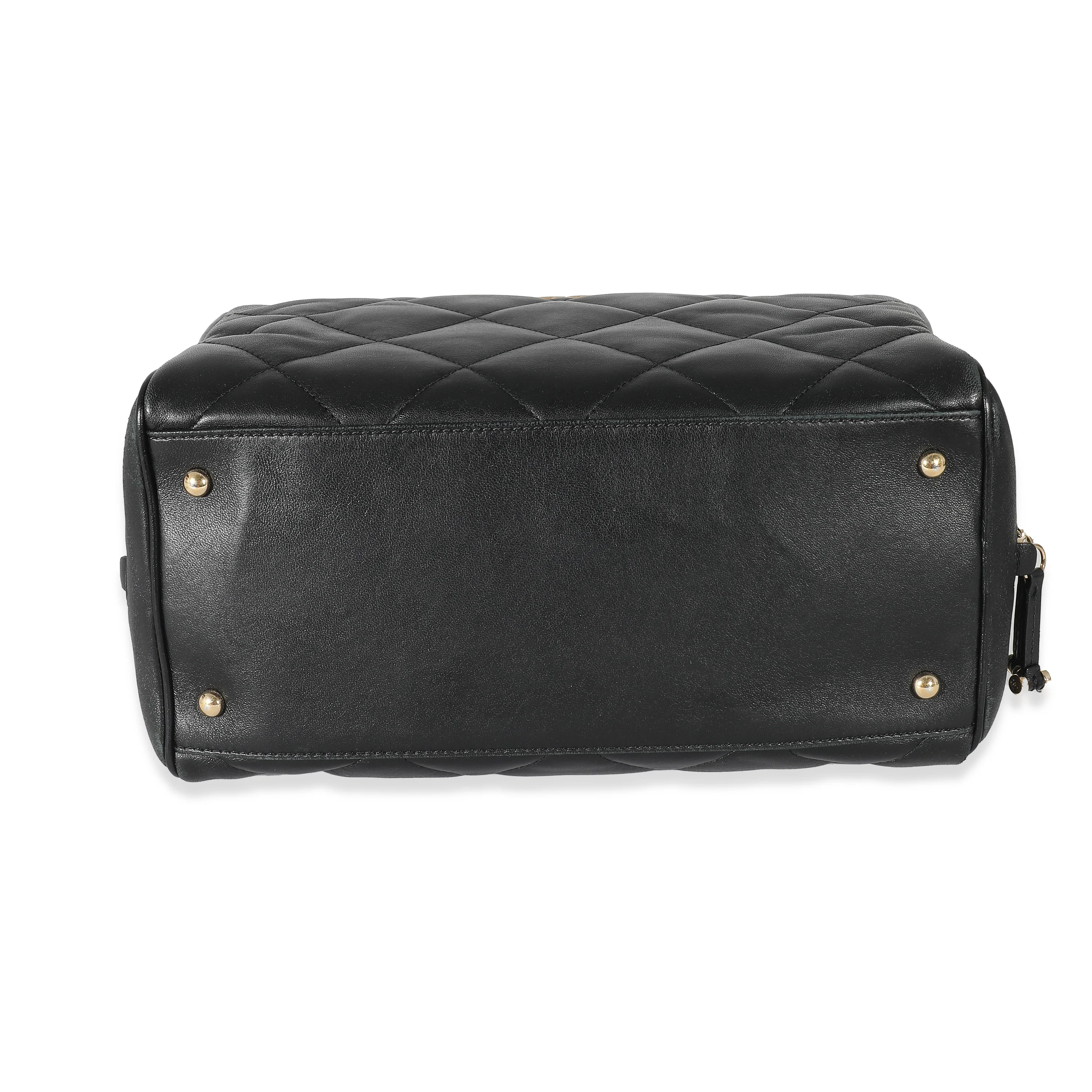 Chanel Black Quilted Lambskin CC Chain Zip Bowling Bag - Image 3