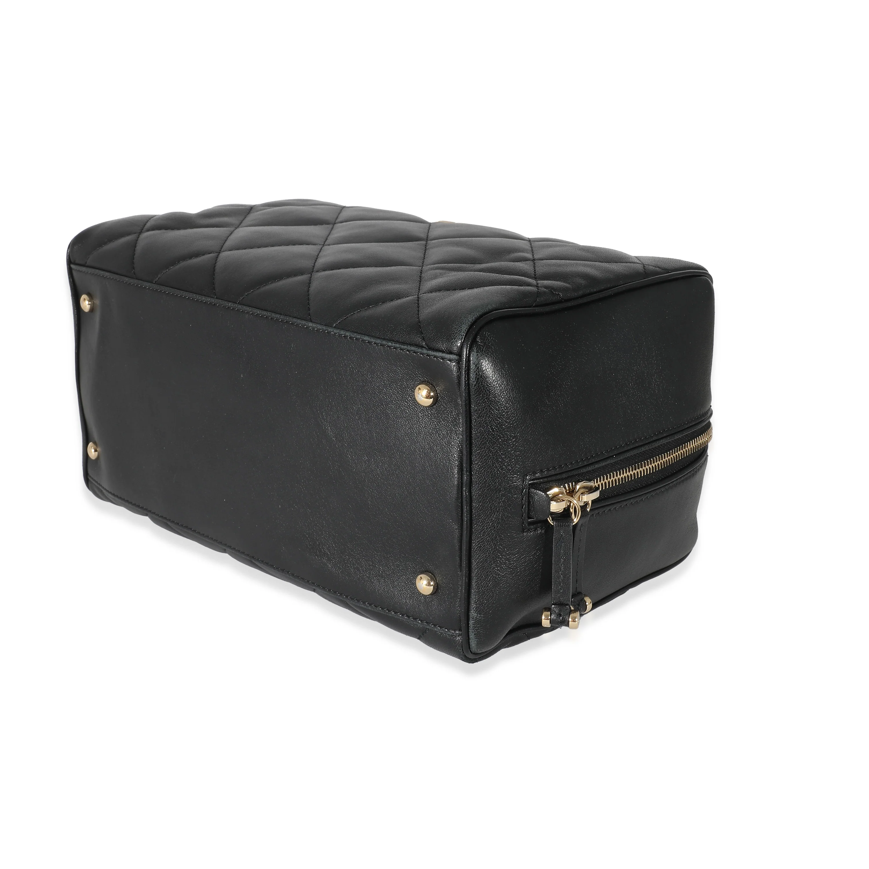 Chanel Black Quilted Lambskin CC Chain Zip Bowling Bag - Image 5