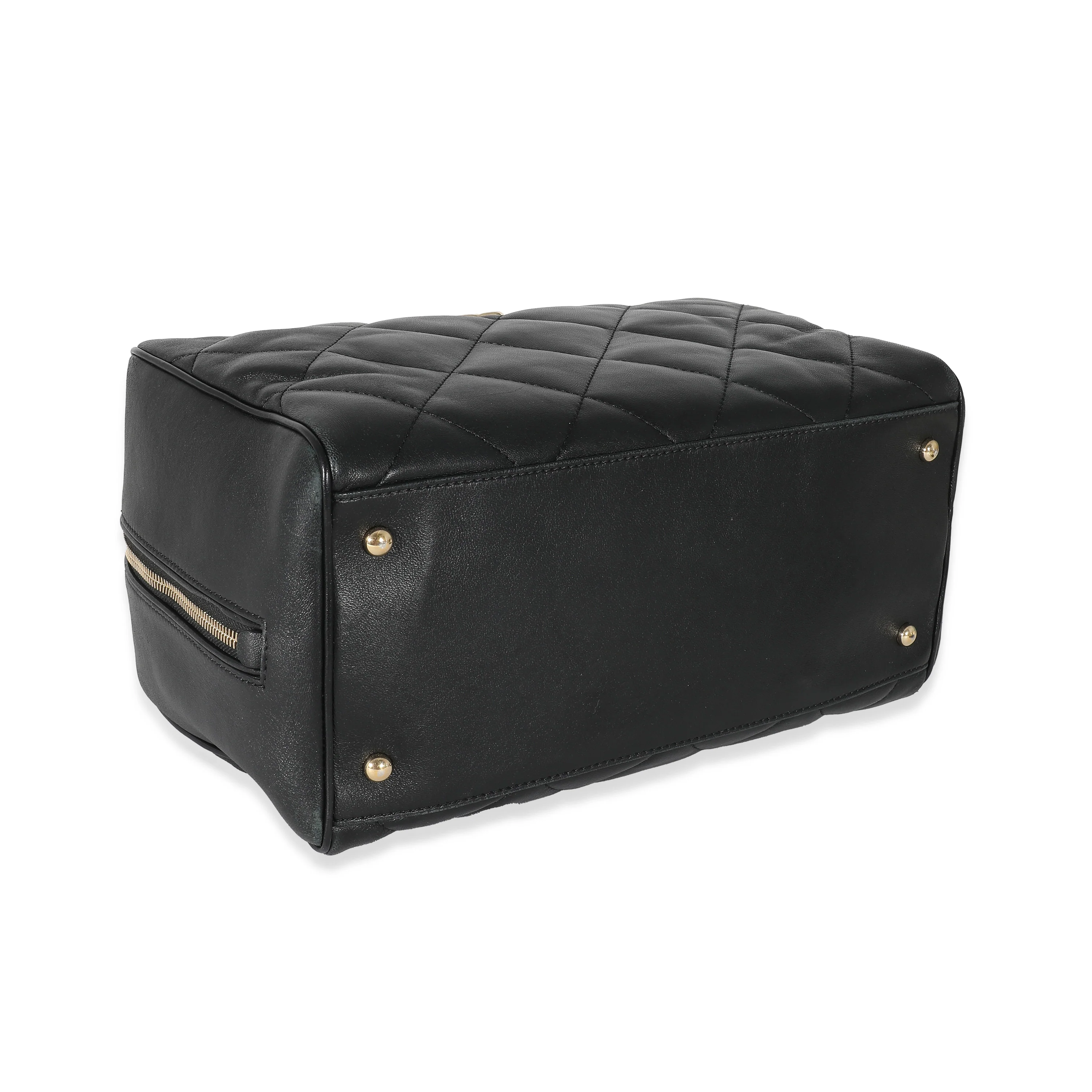 Chanel Black Quilted Lambskin CC Chain Zip Bowling Bag - Image 7