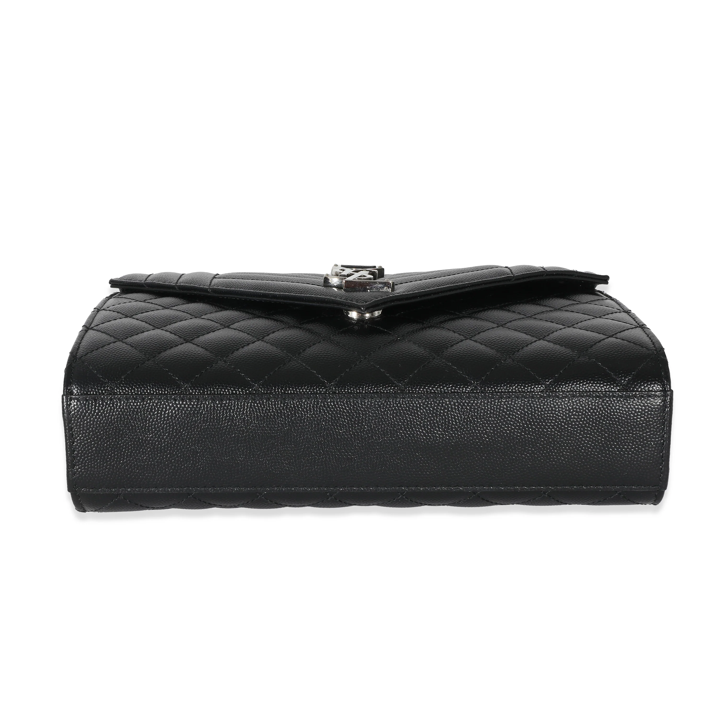 Saint Laurent Black Mix Matelassé Grain De Poudre Medium Envelope Bag - Image 3