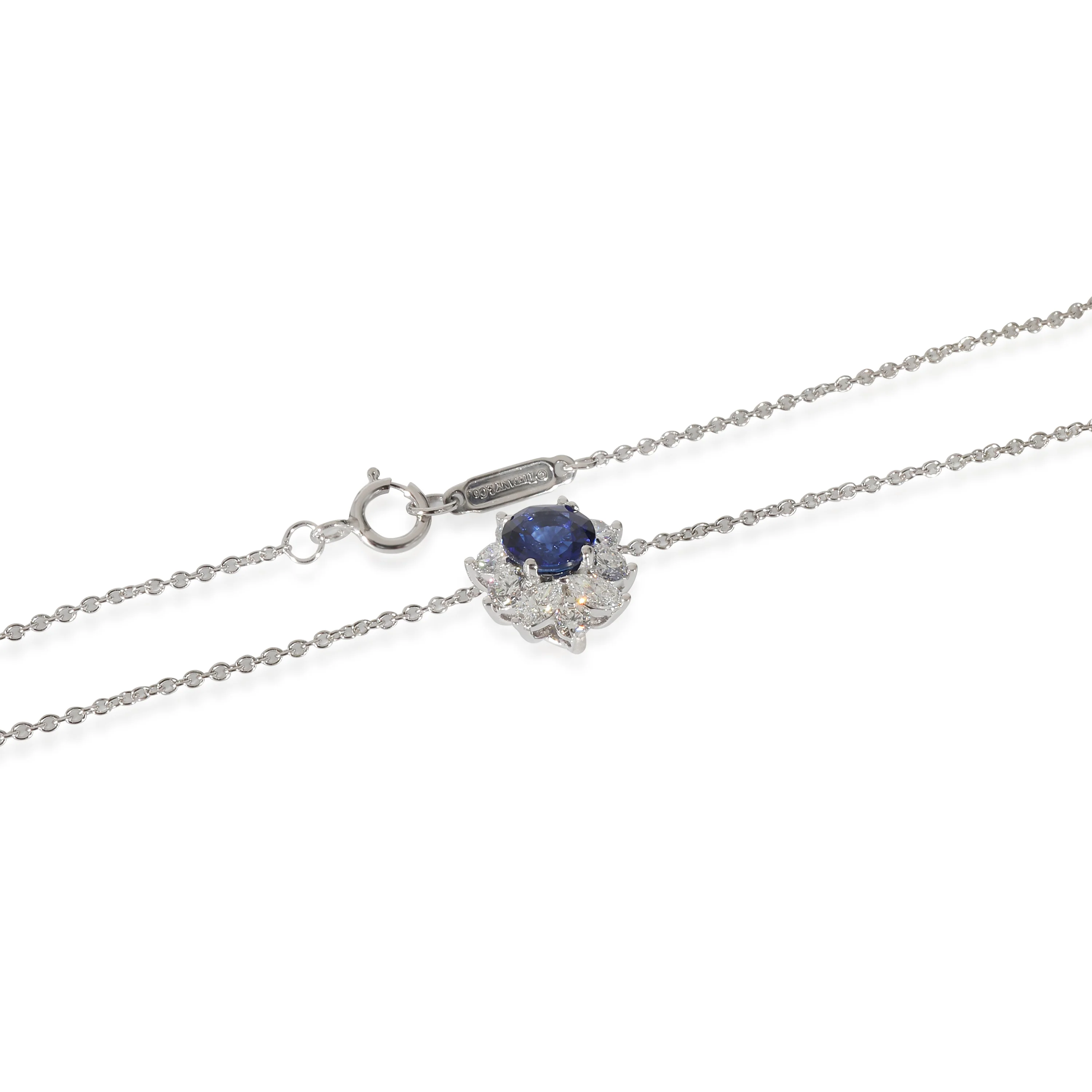 Tiffany & Co. Victoria Sapphire Diamond Pendant in Platinum 0.53 CTW - Image 3