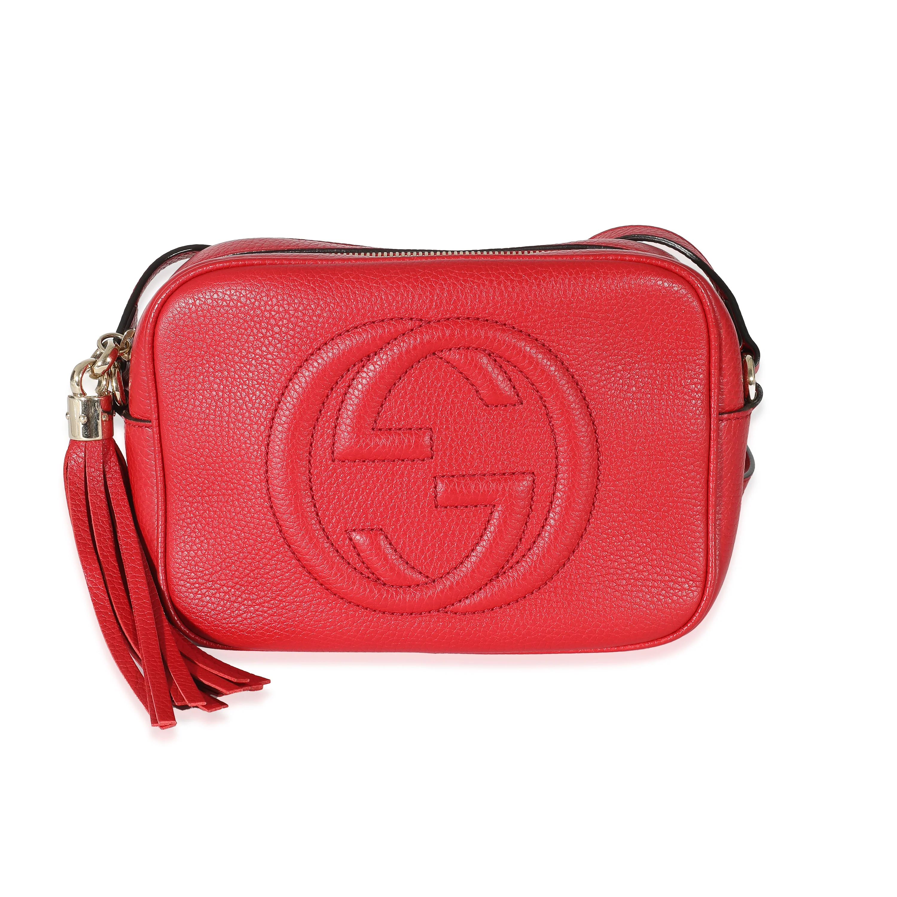 Gucci Tabasco Red Pebbled Calfskin Small Soho Disco Bag