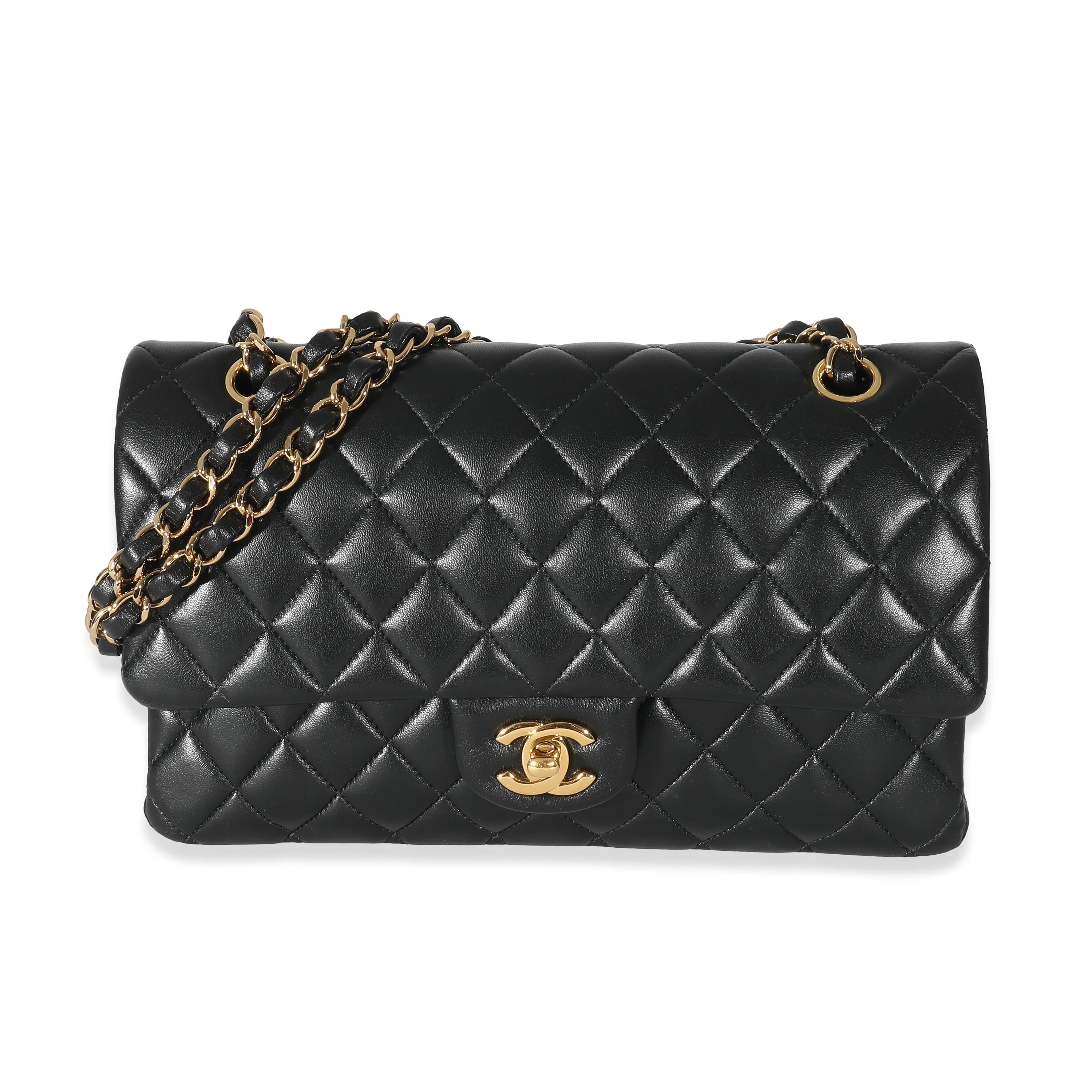 Chanel Black Quilted Lambskin Medium Classic Double Flap Bag