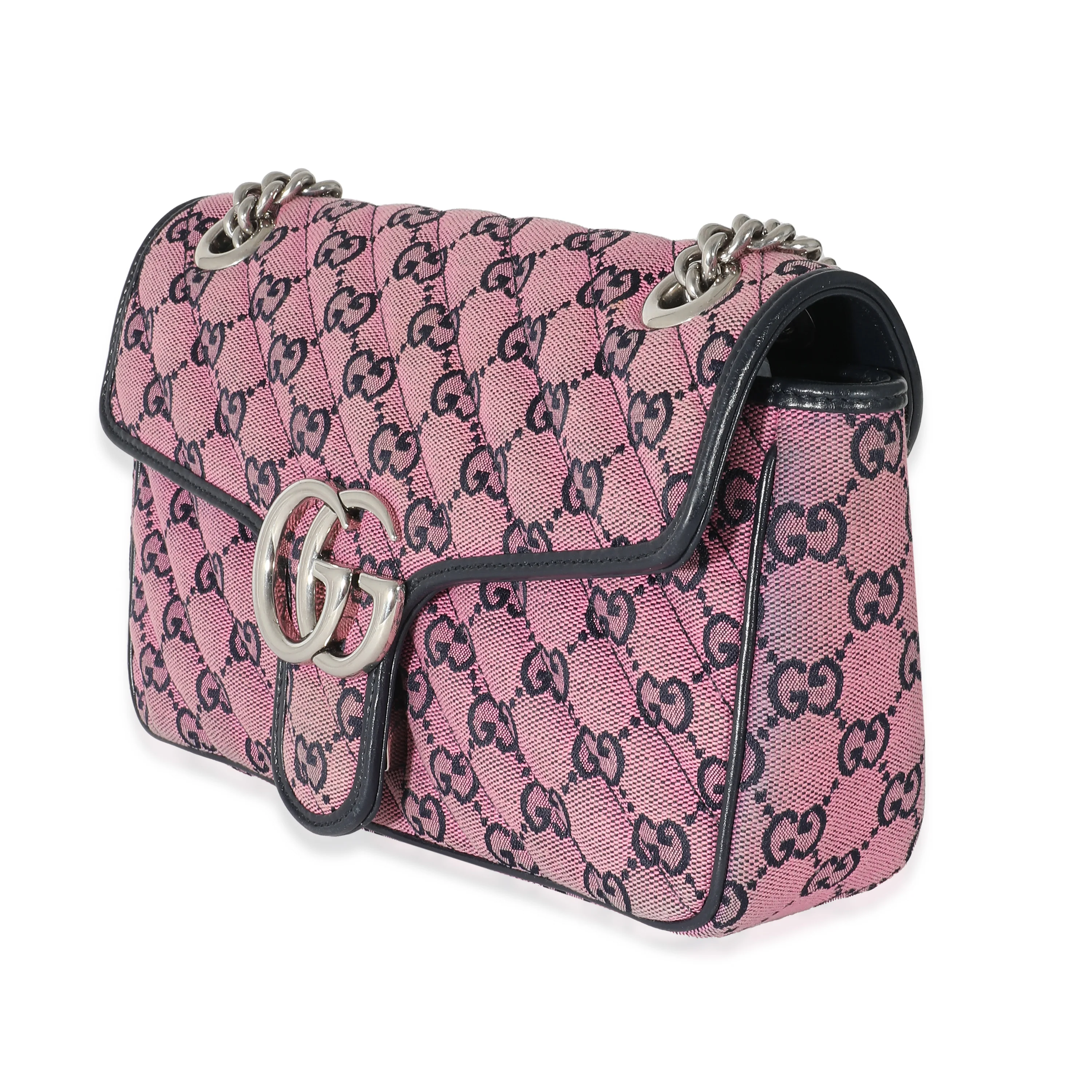 Gucci Pink GG Canvas Small Diagonal Marmont Bag - Image 2