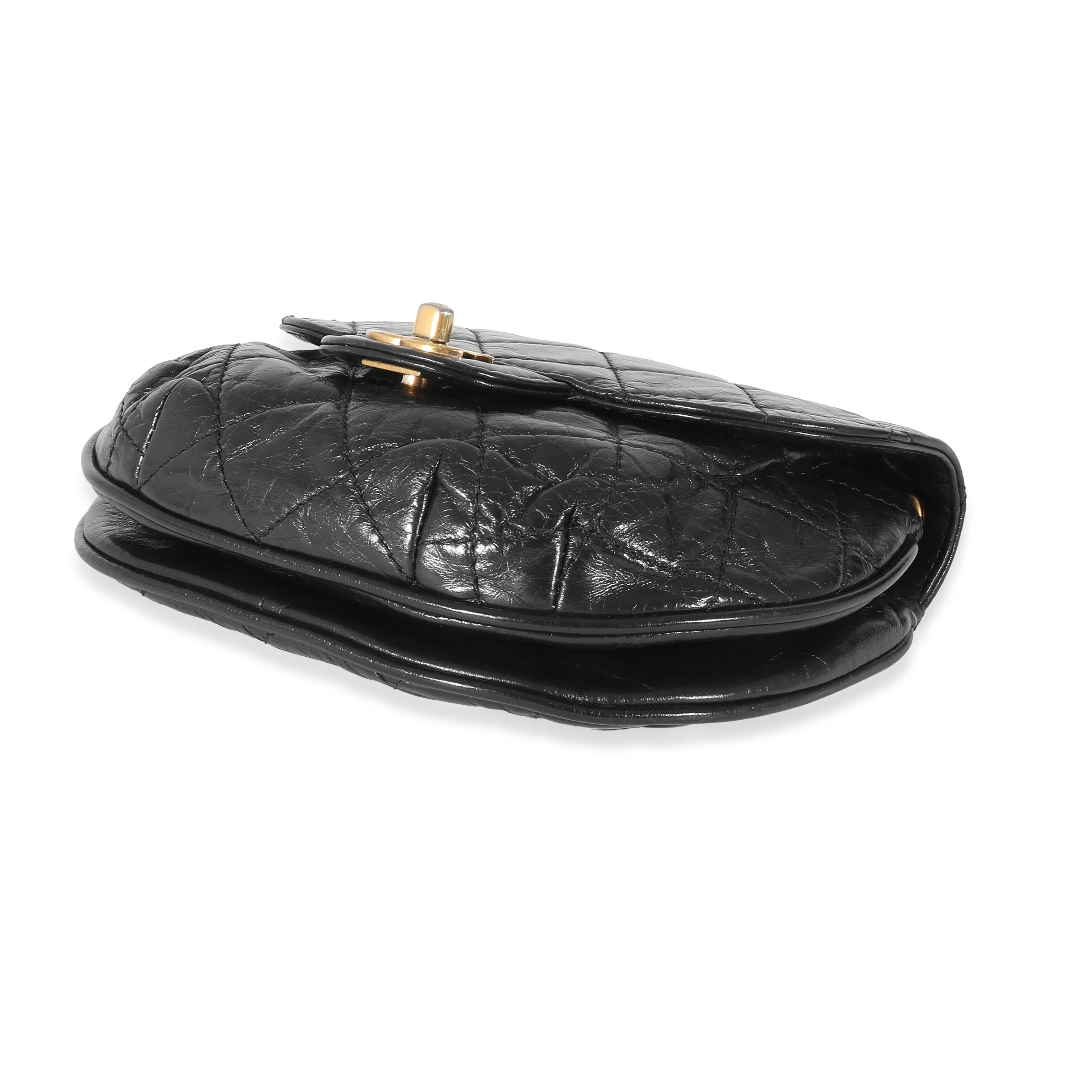 Chanel Black Quilted Aged Calfskin Dubai Small Half Moon Flap - Image 5