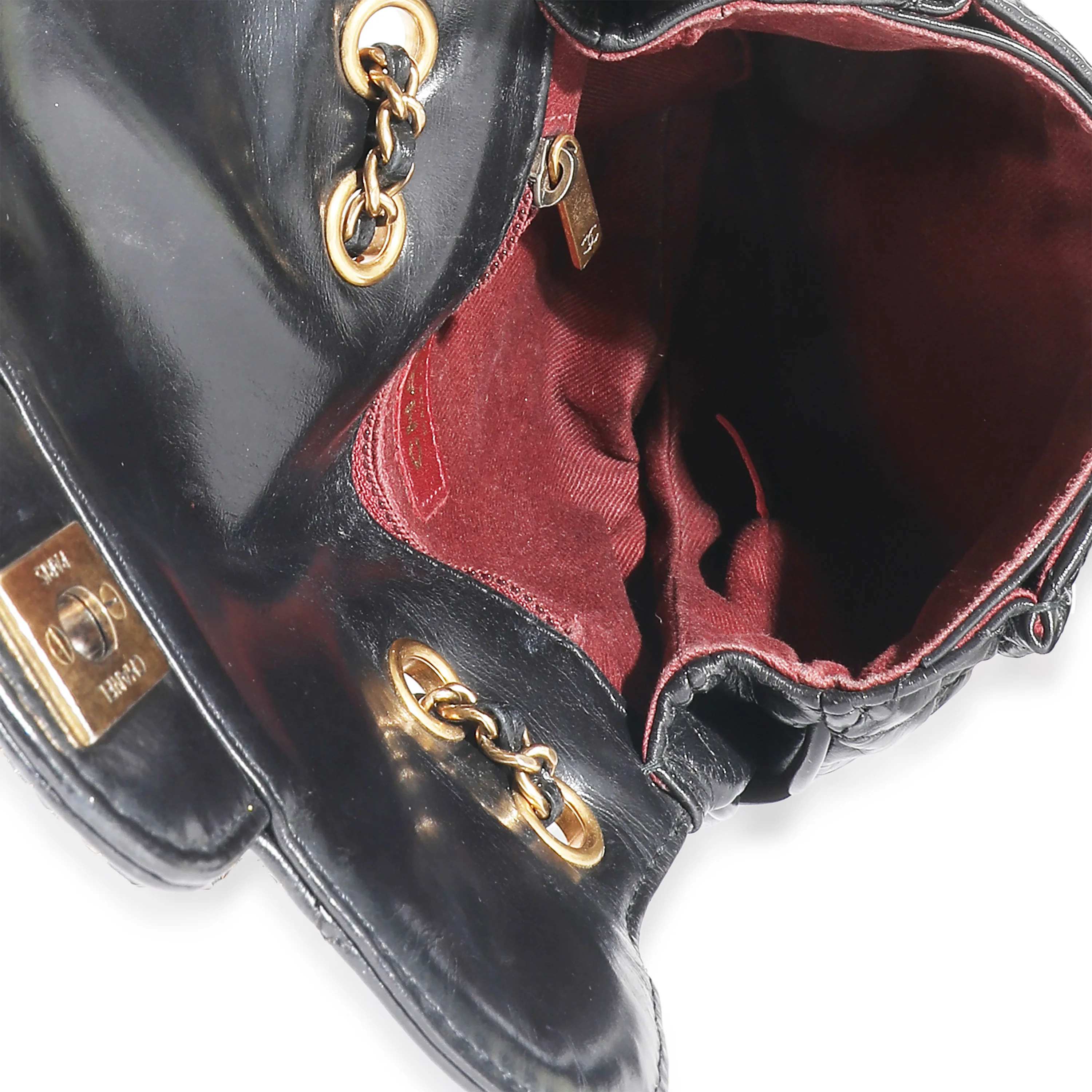 Chanel Black Quilted Aged Calfskin Dubai Small Half Moon Flap - Image 8