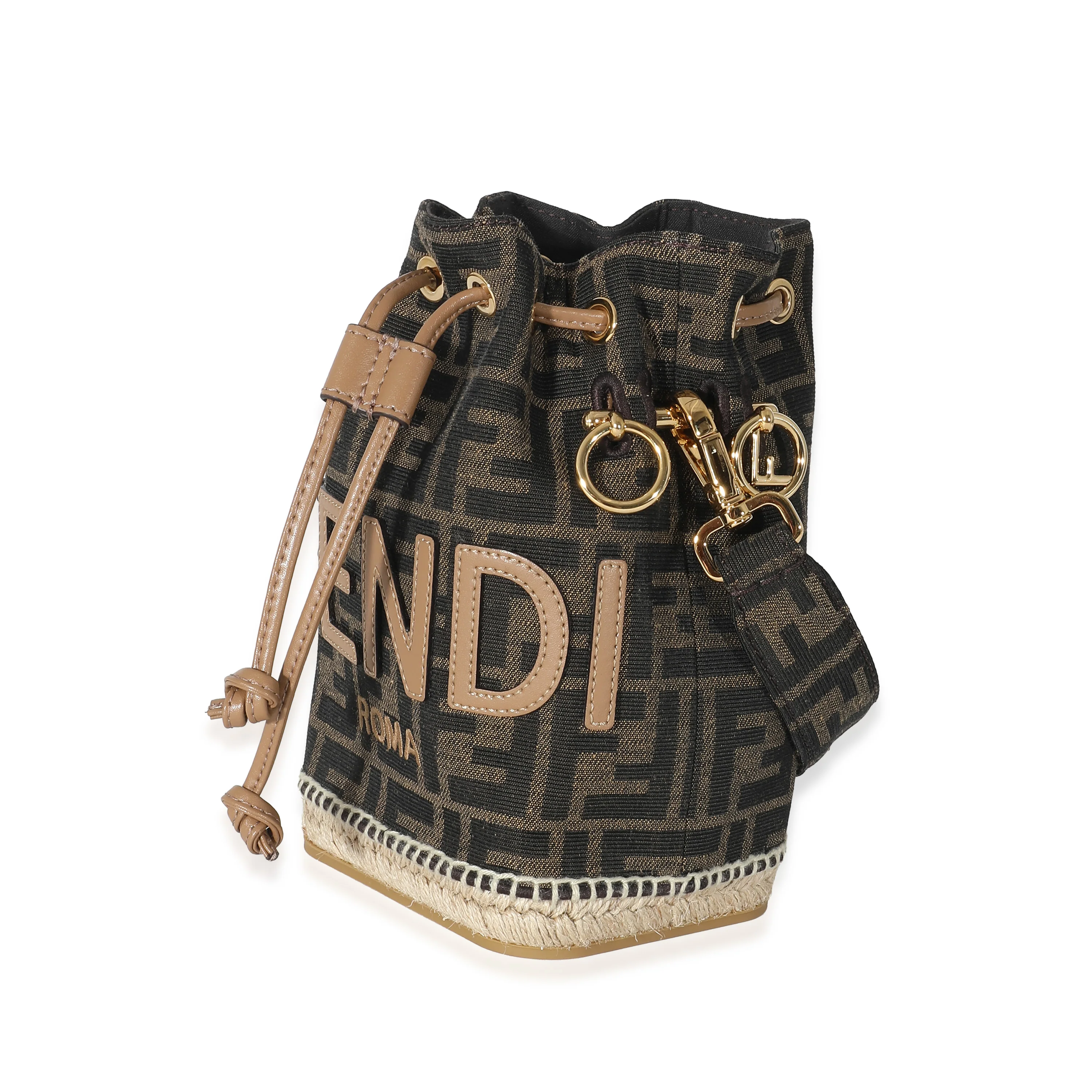 Fendi Brown FF Jacquard Fabric Mon Tresor Bucket Bag - Image 2