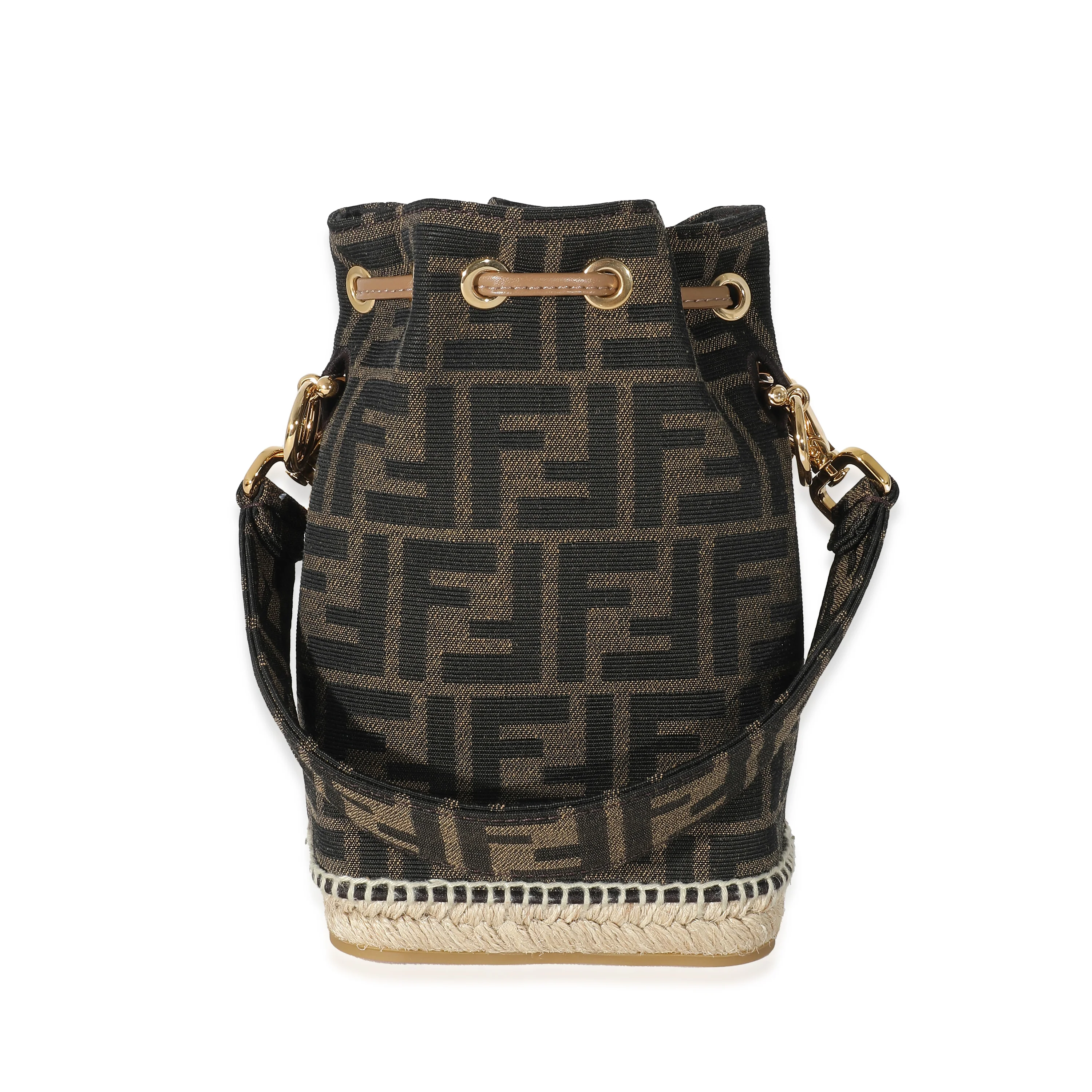 Fendi Brown FF Jacquard Fabric Mon Tresor Bucket Bag - Image 4