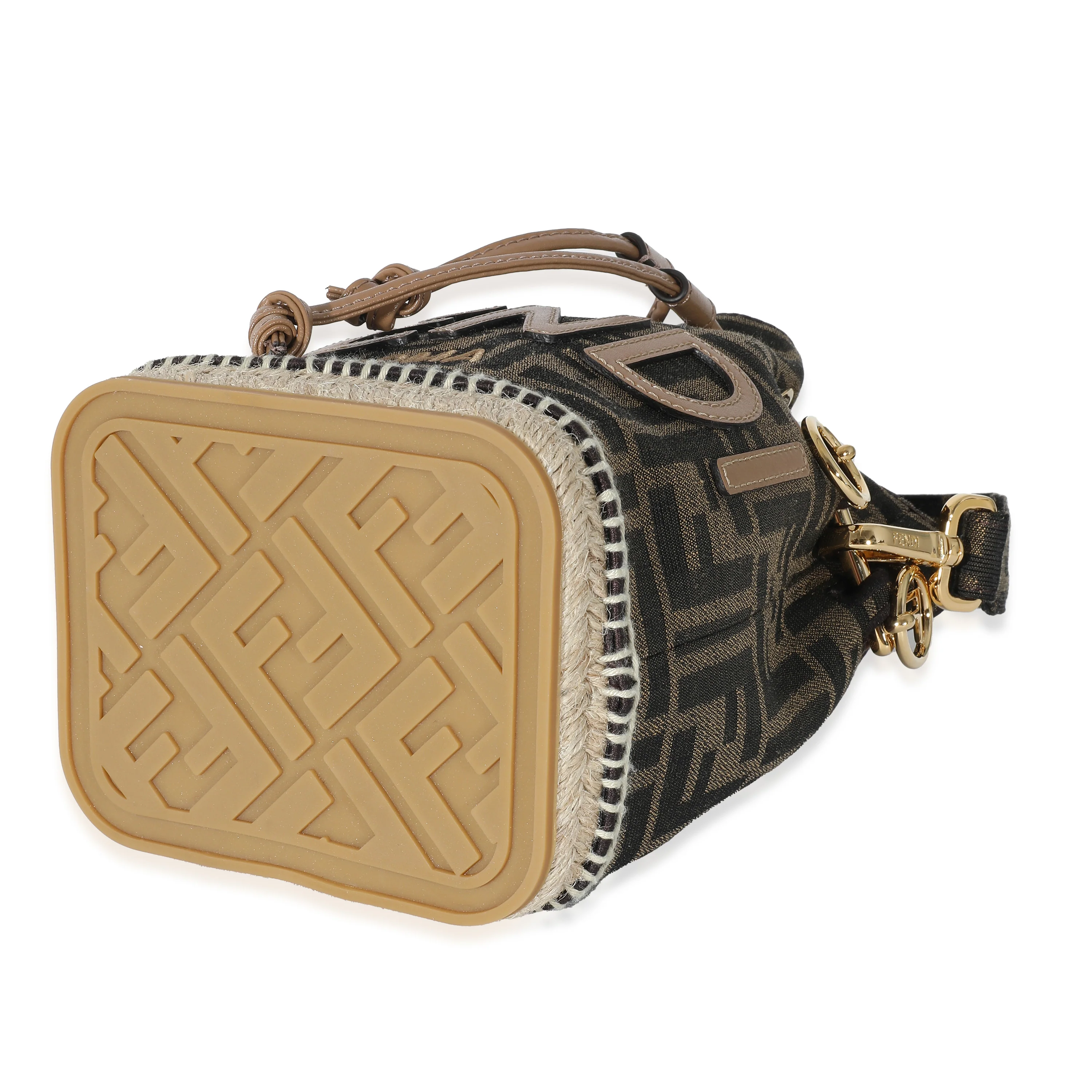 Fendi Brown FF Jacquard Fabric Mon Tresor Bucket Bag - Image 7