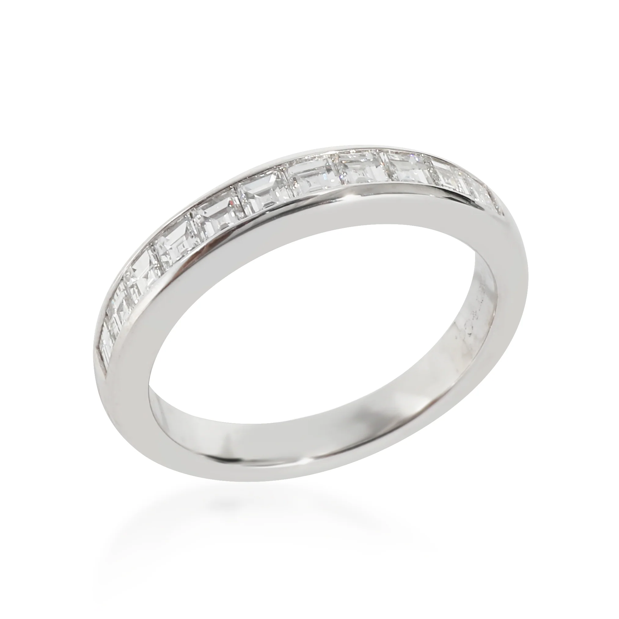 Half Eternity Wedding Band in Platinum 0.71 Ctw Square Diamonds - Image 4