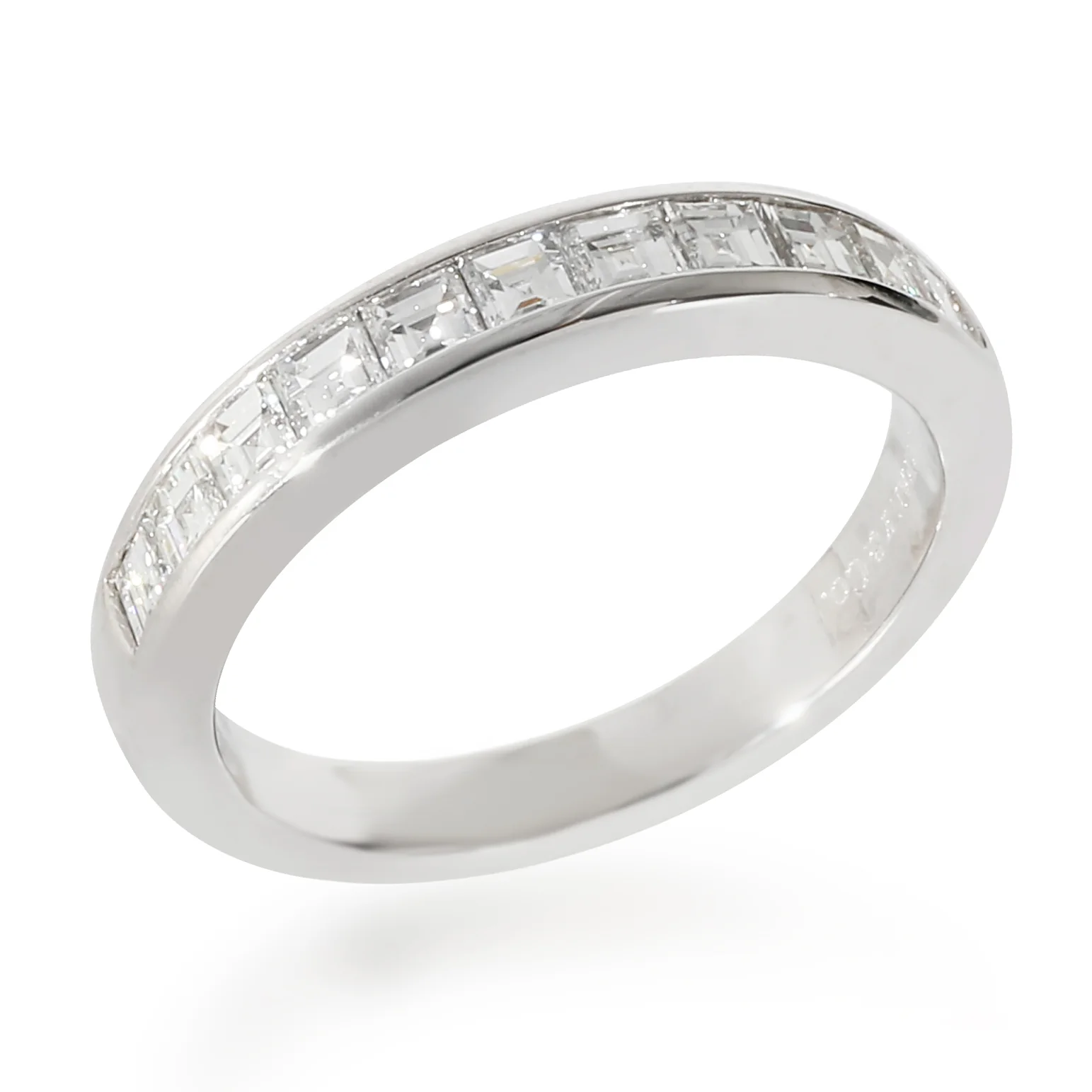 Half Eternity Wedding Band in Platinum 0.71 Ctw Square Diamonds - Image 5