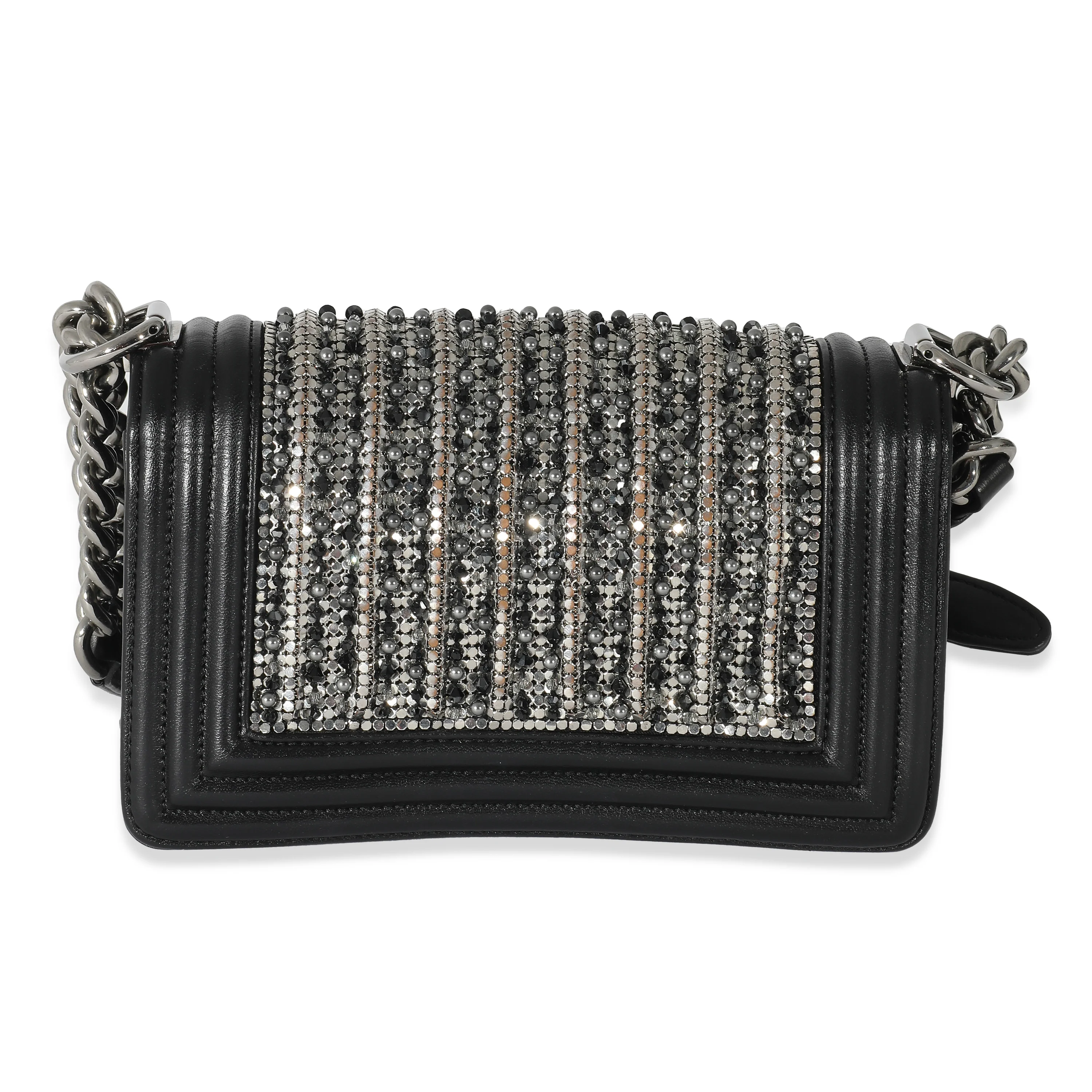 Chanel Black Silver Embellished Small Boy Bag - Image 4