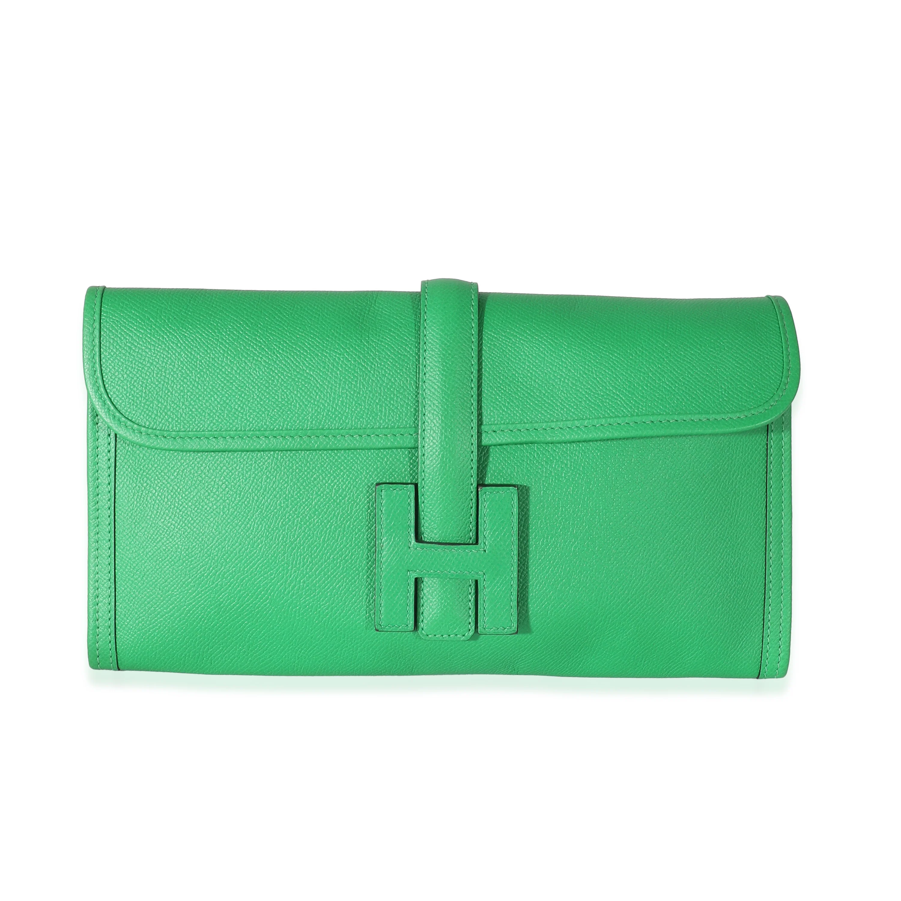 Hermes Epsom Bamboo Elan Jige Clutch 29