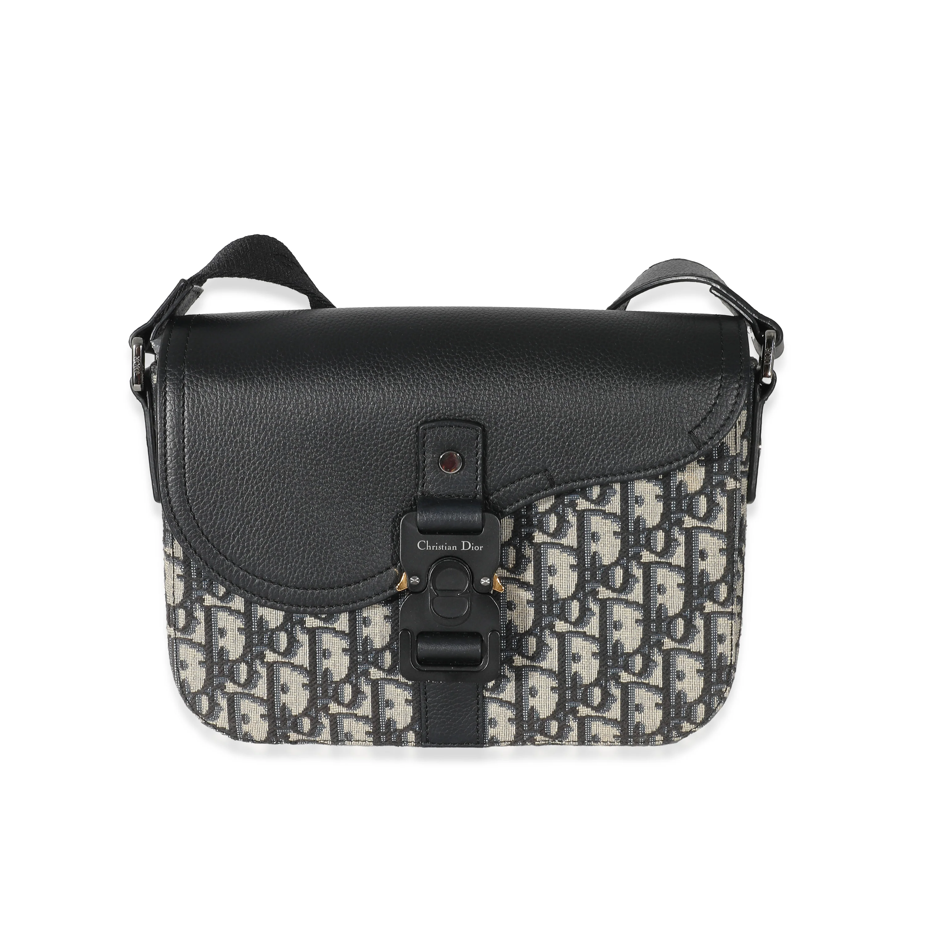 Dior Black Dior Oblique Jacquard Mini Saddle Bag With Strap