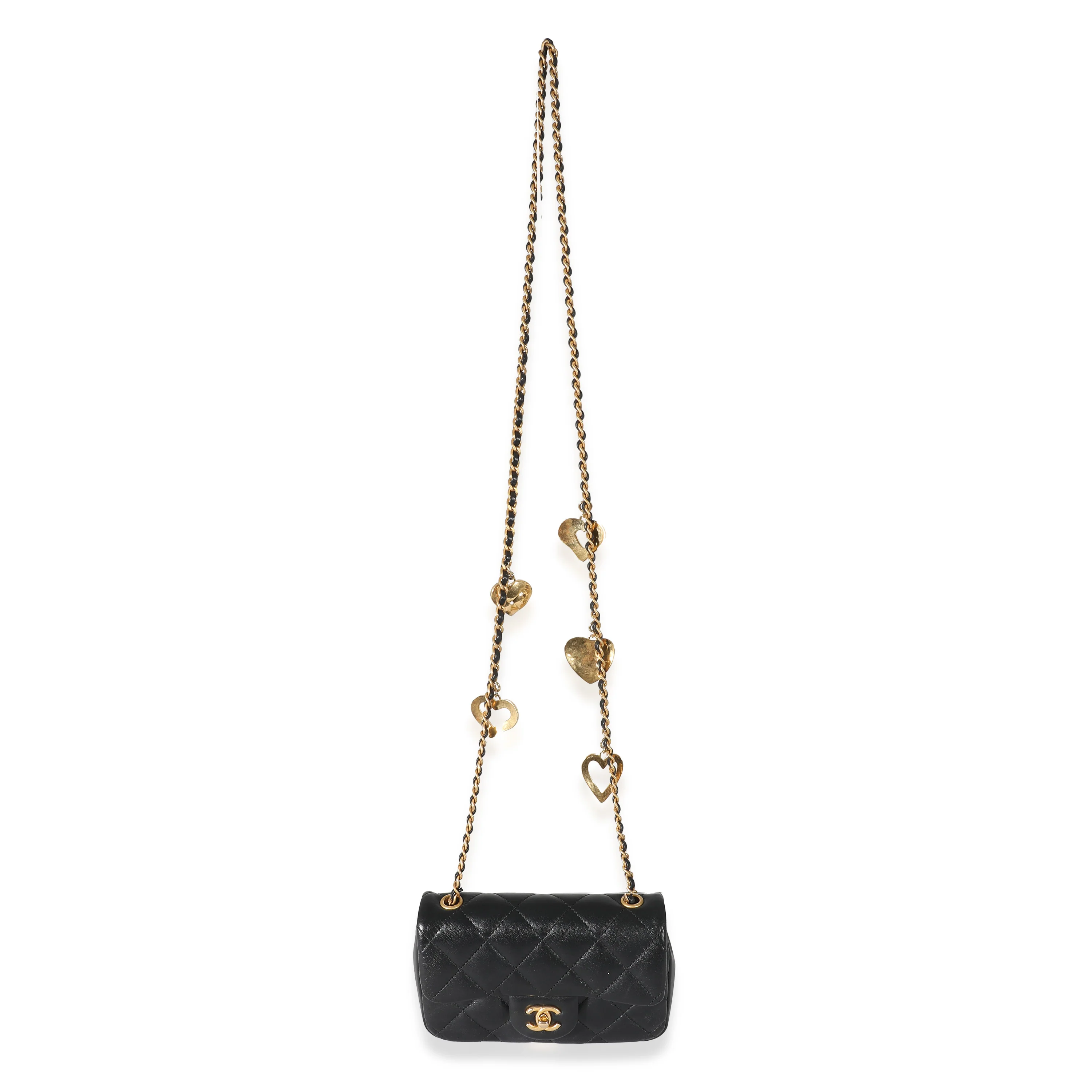 Chanel Black Quilted Lambskin Heart Chain Mini Flap Bag - Image 7