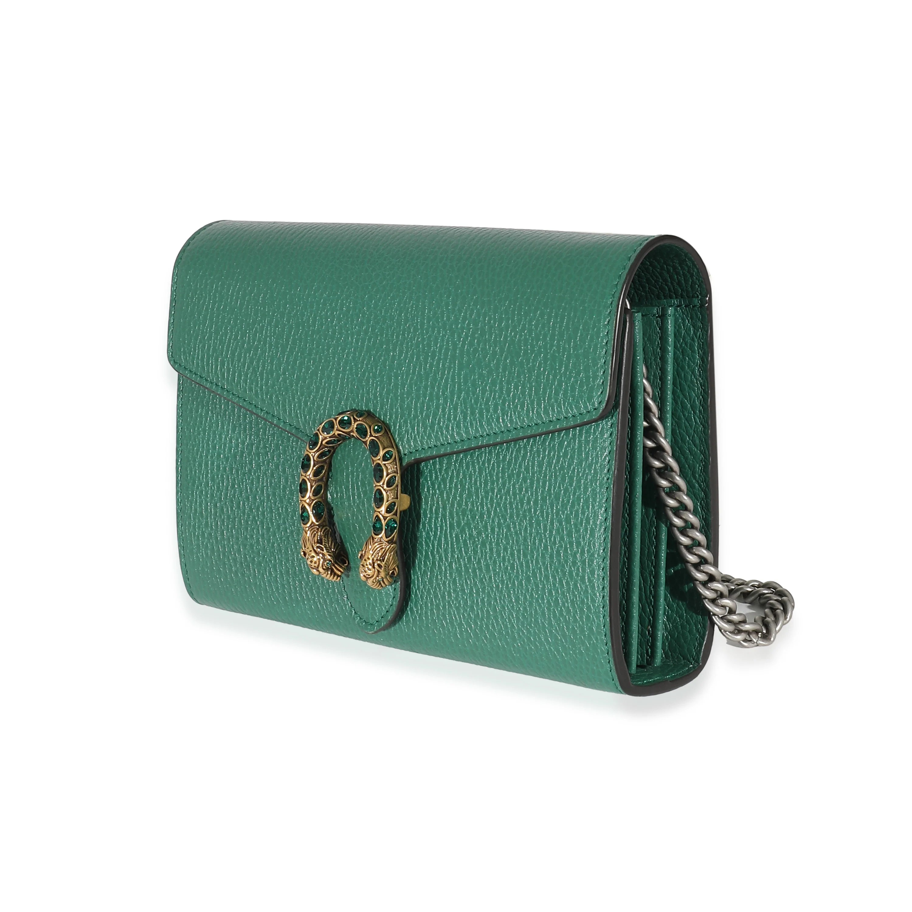 Gucci Emerald Grained Calfskin Mini Dionysus Chain Wallet - Image 2