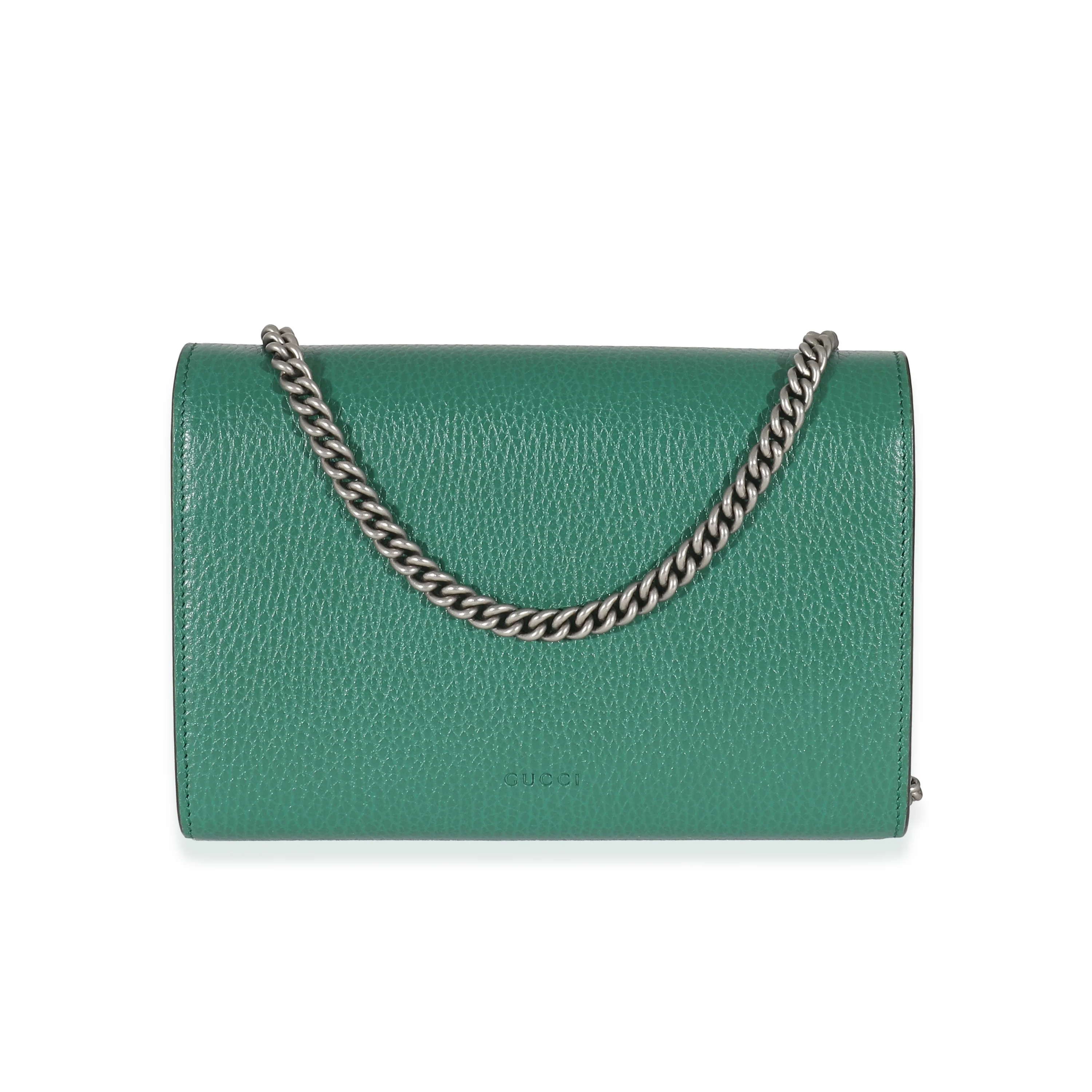 Gucci Emerald Grained Calfskin Mini Dionysus Chain Wallet - Image 4