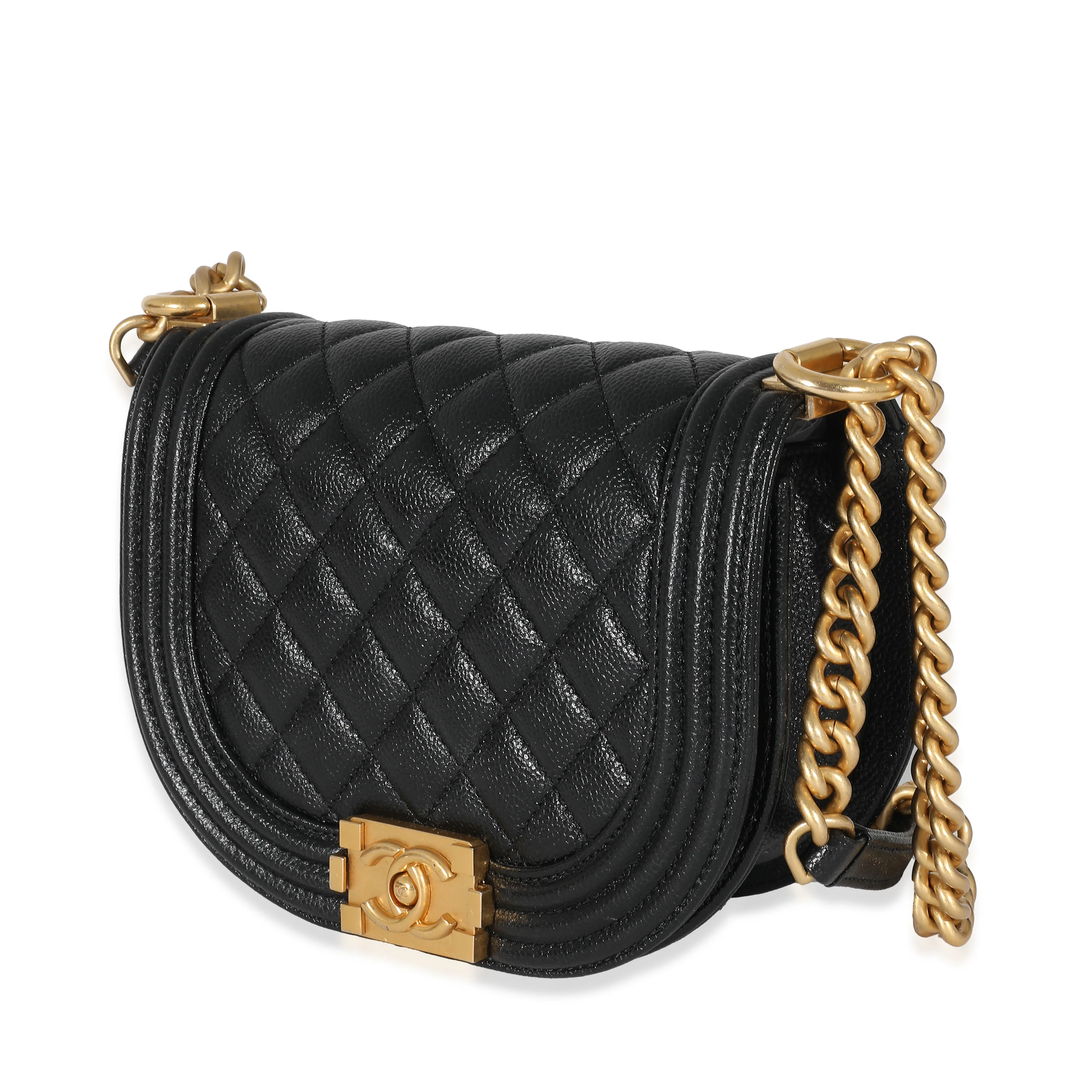 Chanel Black Quilted Caviar Small Boy Messenger - Image 2