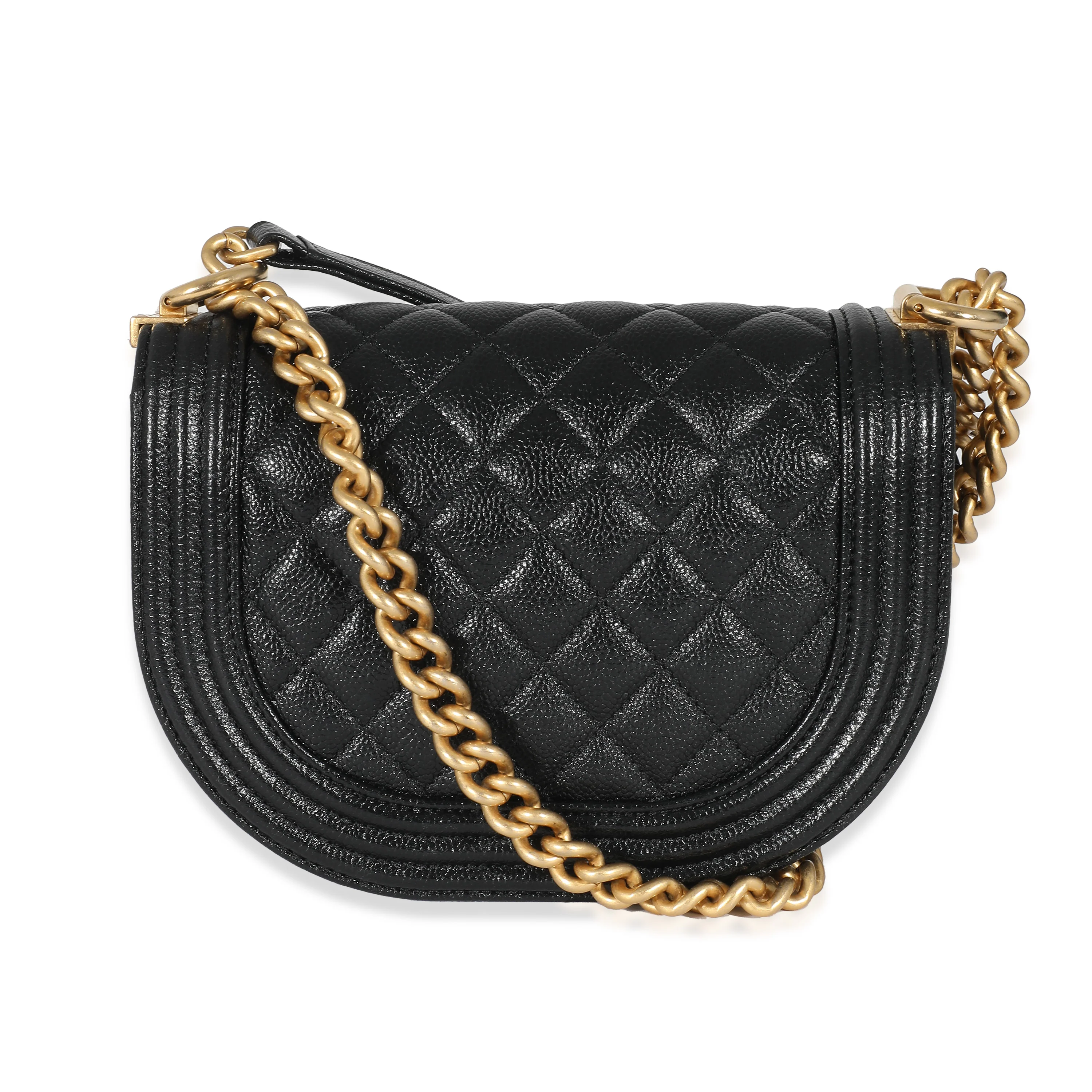 Chanel Black Quilted Caviar Small Boy Messenger - Image 4
