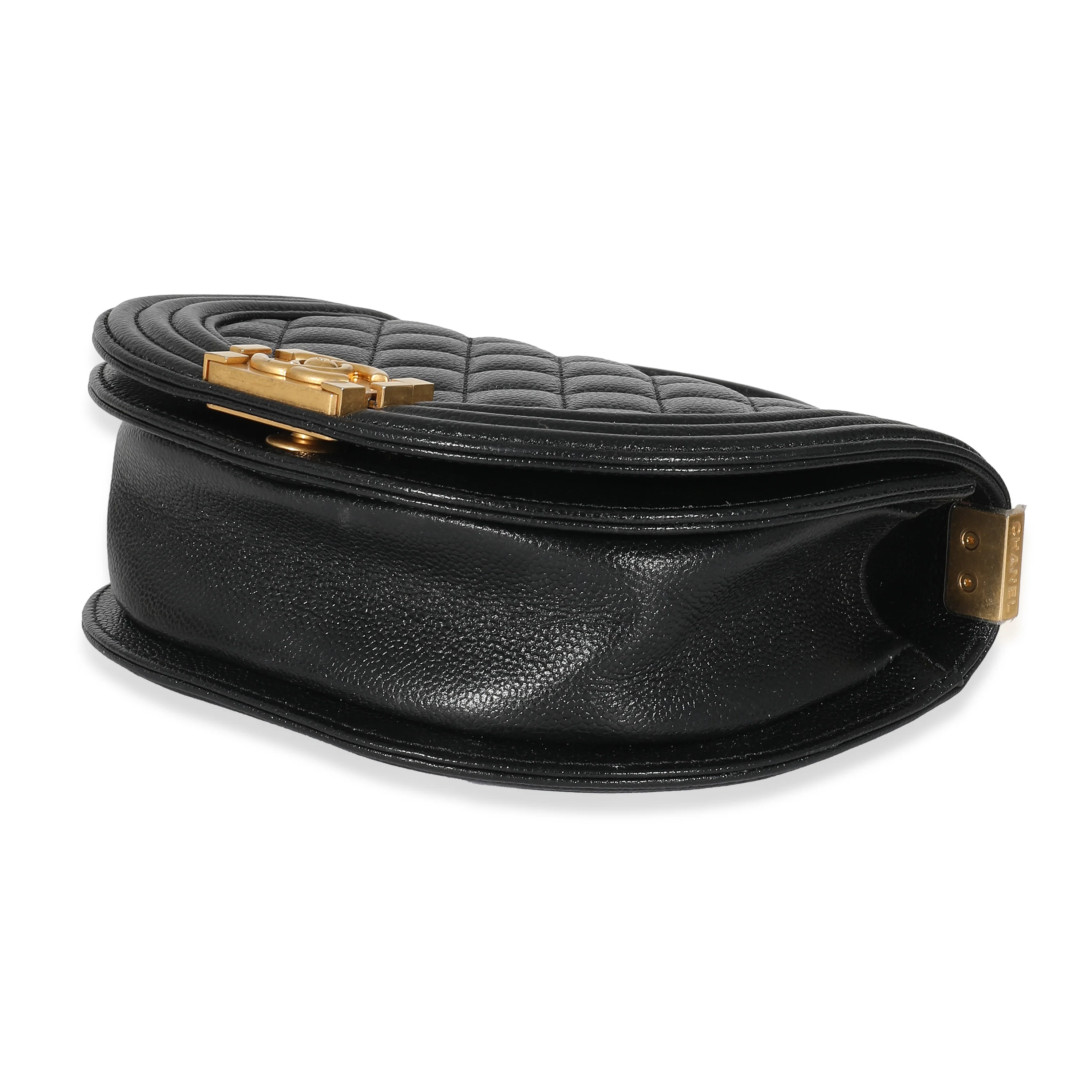 Chanel Black Quilted Caviar Small Boy Messenger - Image 5